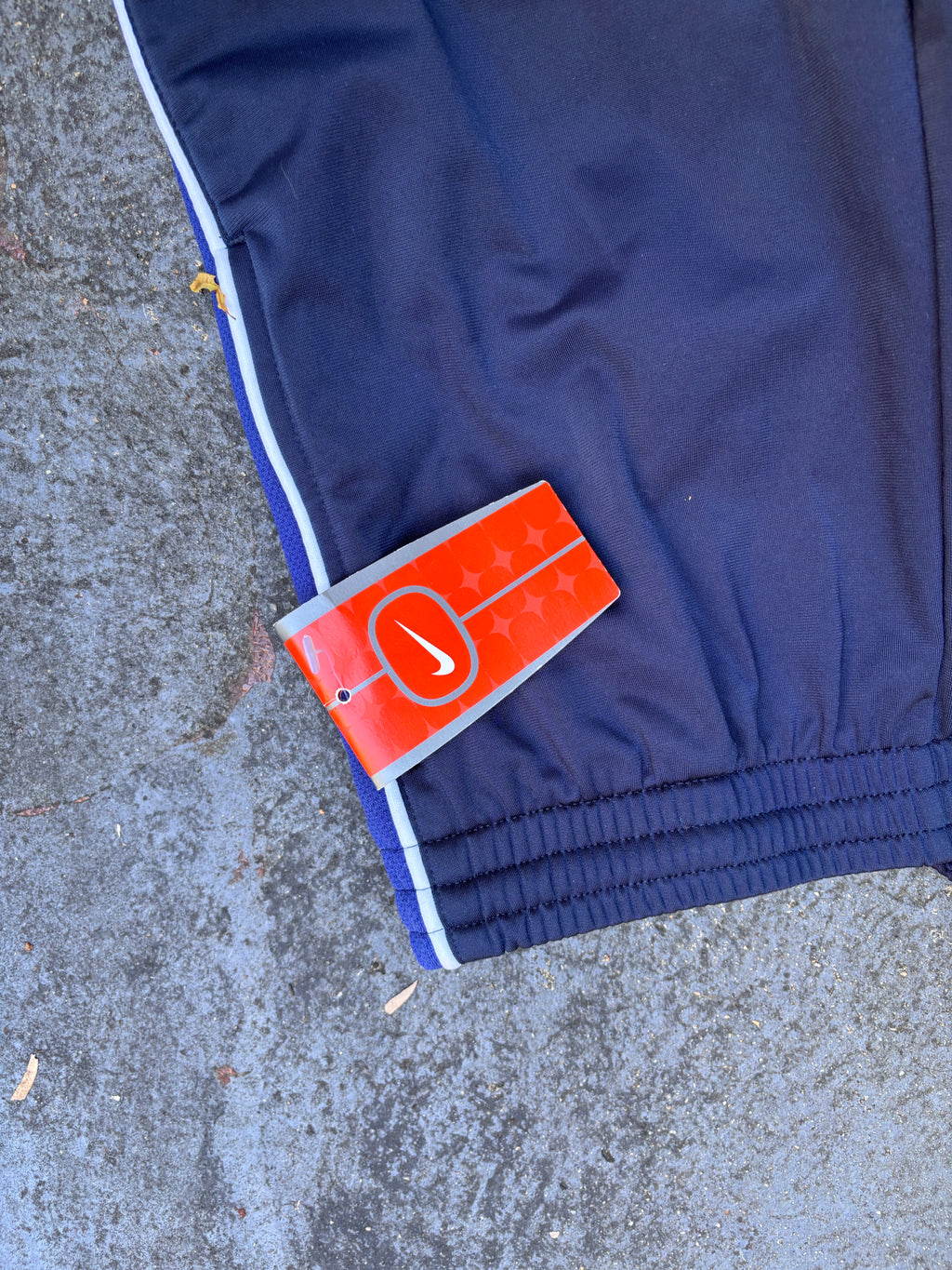 NWT Vintage Y2K Nike Track Pants S Blue Navy Two Tone Satin Finish Windbreaker
