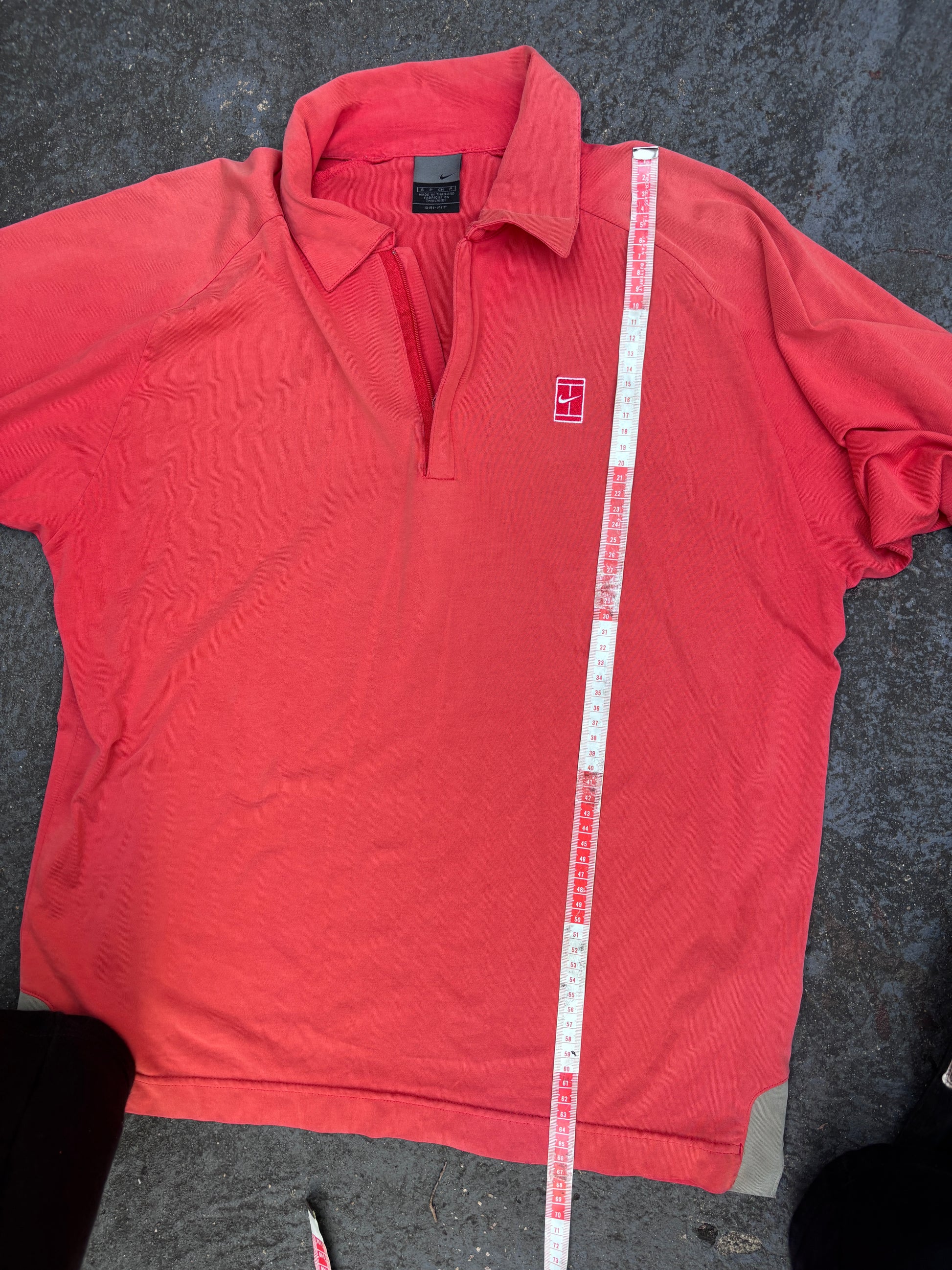 Vintage Y2K Nike Court Polo Men’s S Red w Nike Court Logo 1/4 Zip Stretchy