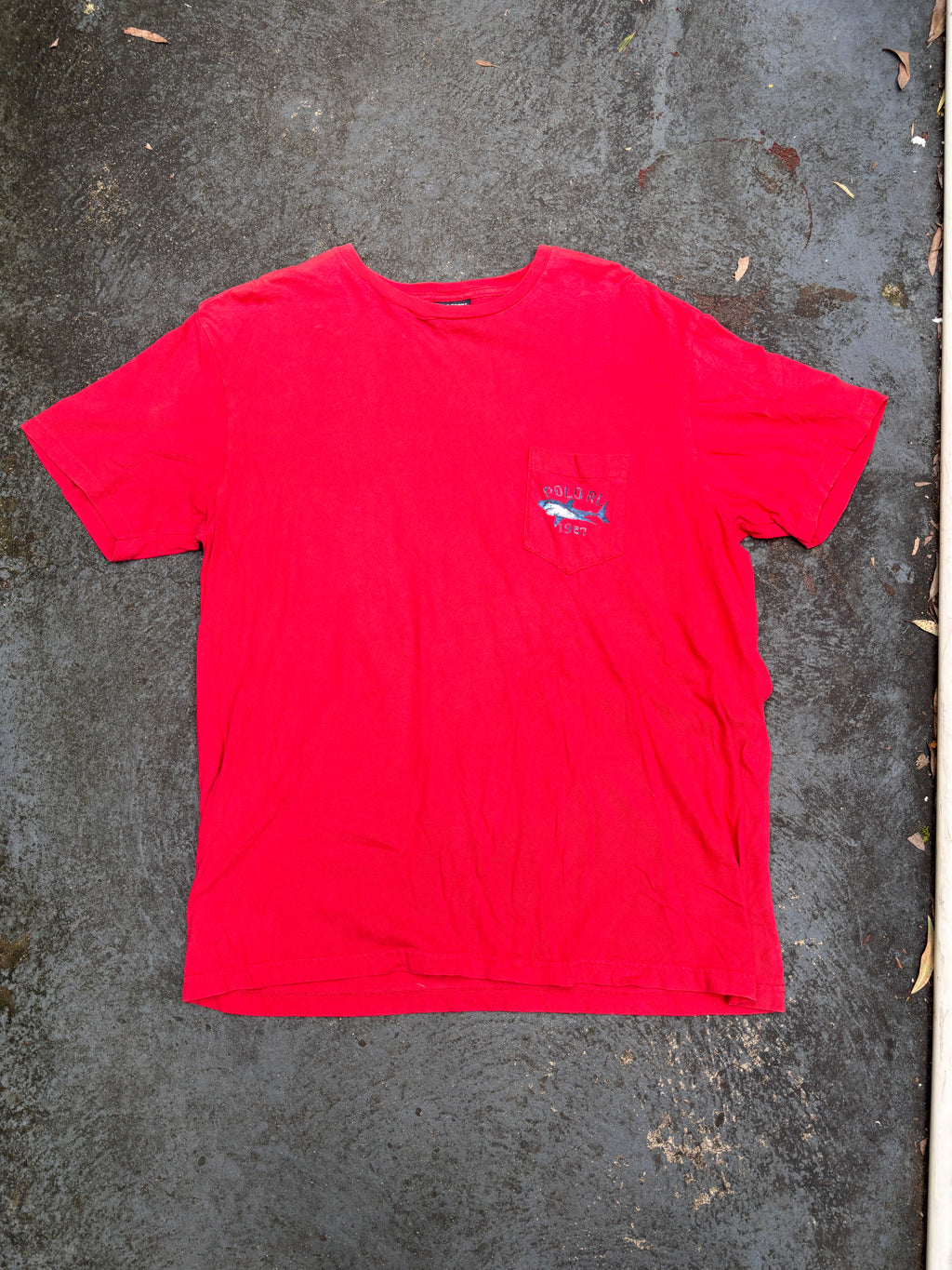 Vintage 90s Ralph Lauren Polo Sport Shark T-Shirt Sz L Red Chest Pocket Cotton