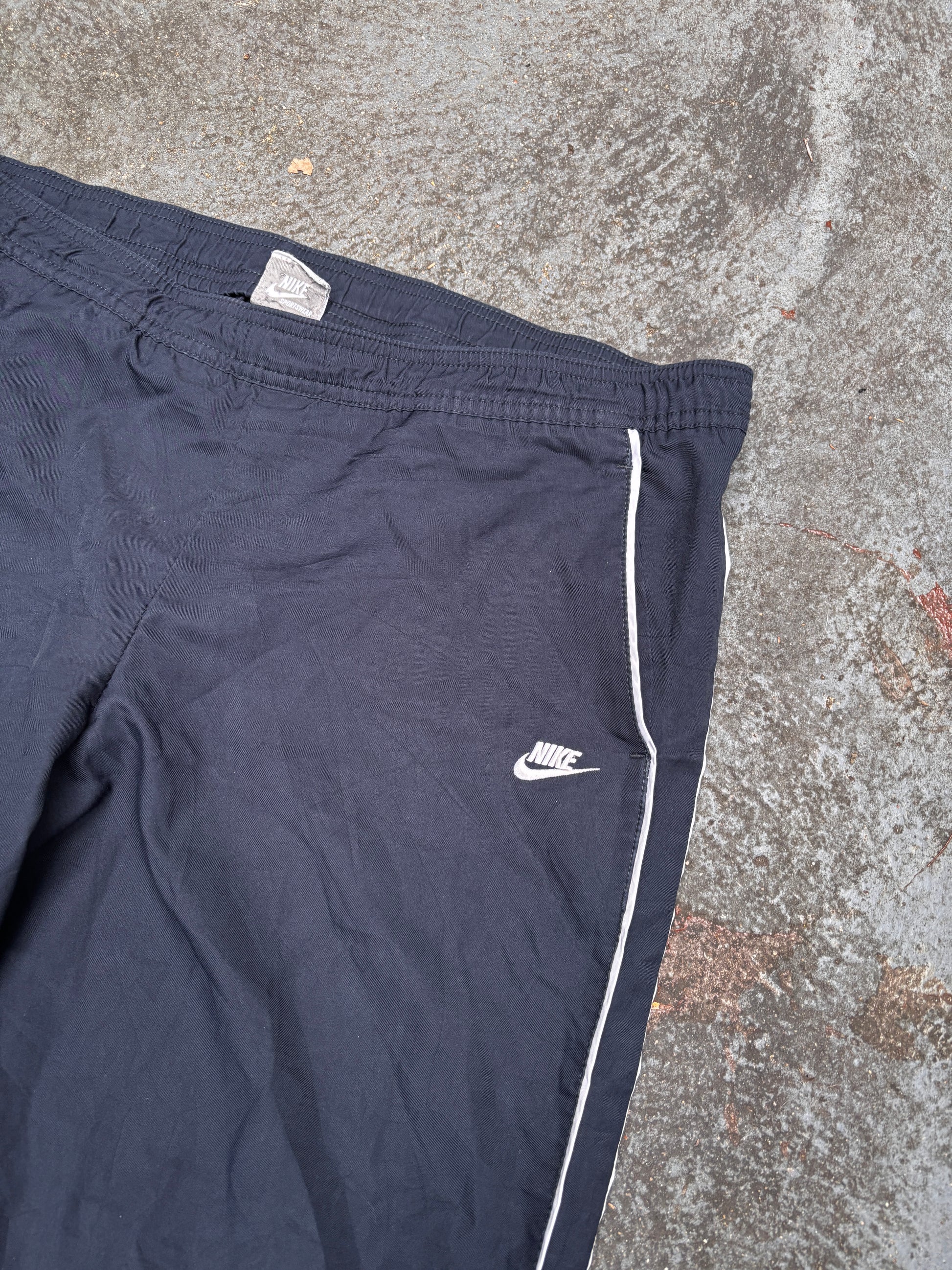 Vintage Y2K Nike Track Pants Size S Navy White Detail Straight Leg Classic Windbreakers