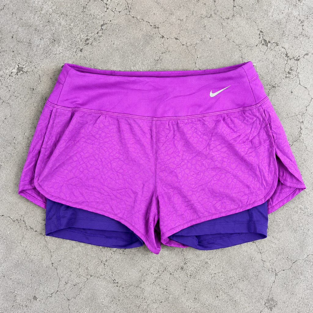Nike 2-in-1 Running Shorts Women's Small Purple Dri-Fit Activewear