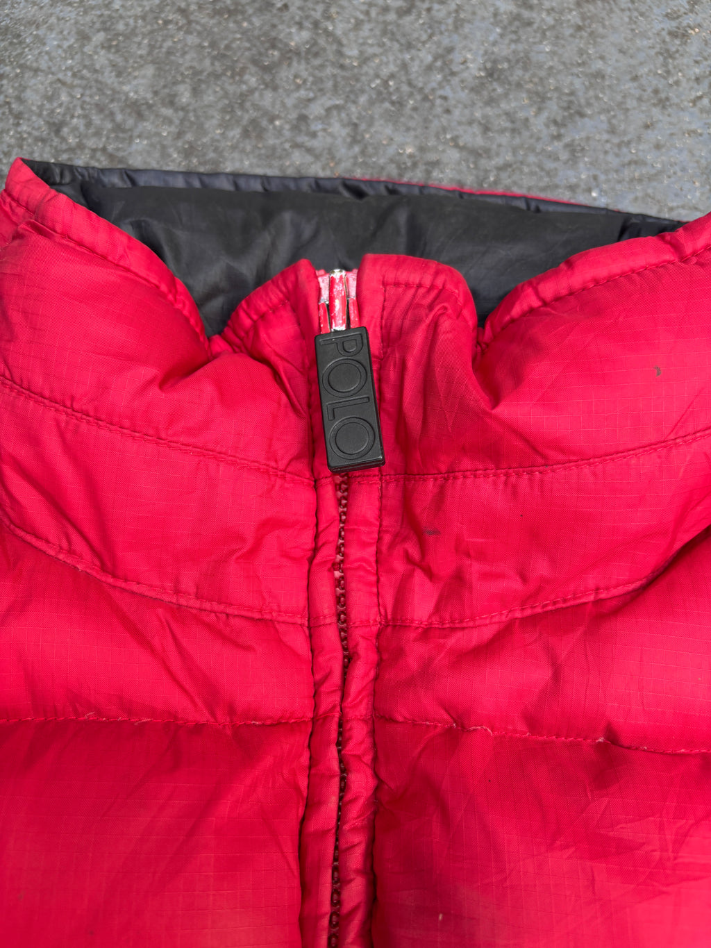 Vintage 90s Polo Ralph Lauren Down Jacket Sz M Red Puffer Embroidered Logo Boxy