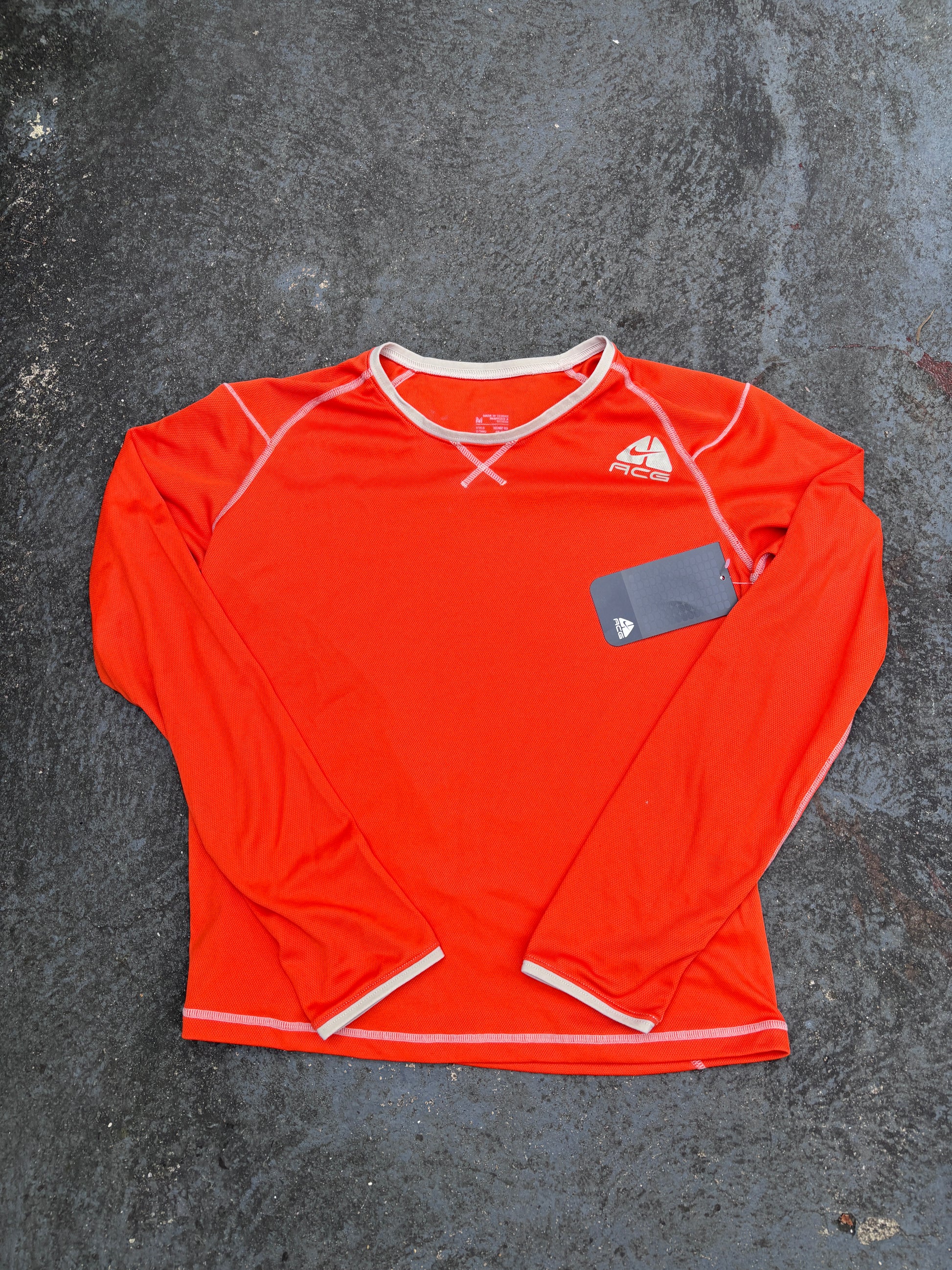 Vintage Nike ACG Mesh Top Size M Orange Long Sleeve NWT 2006 Nylon Gorpcore