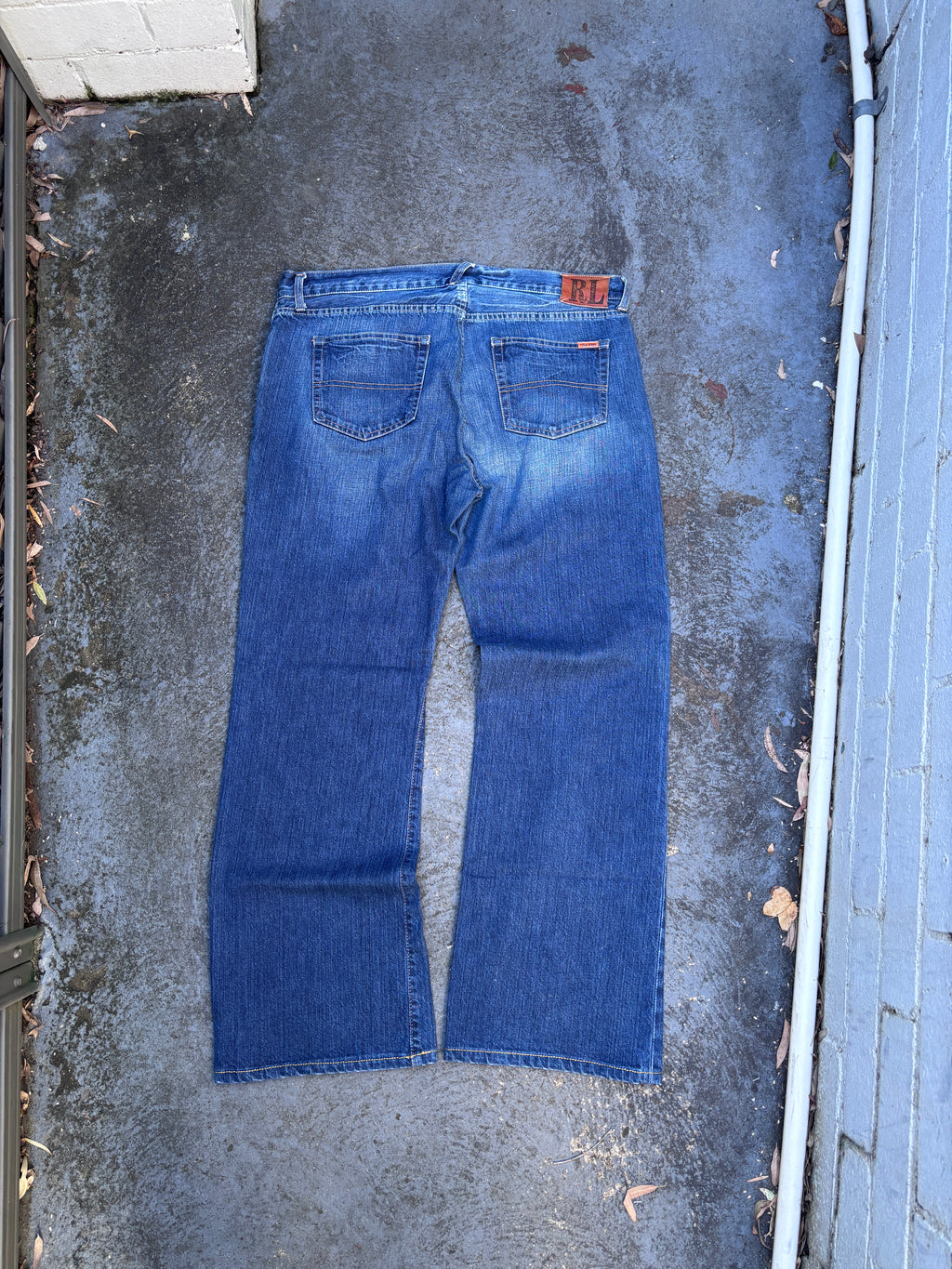 Polo Ralph Lauren Jeans Sz 36 Blue Wide Leg Mid Wash Denim Button Front Tunisia