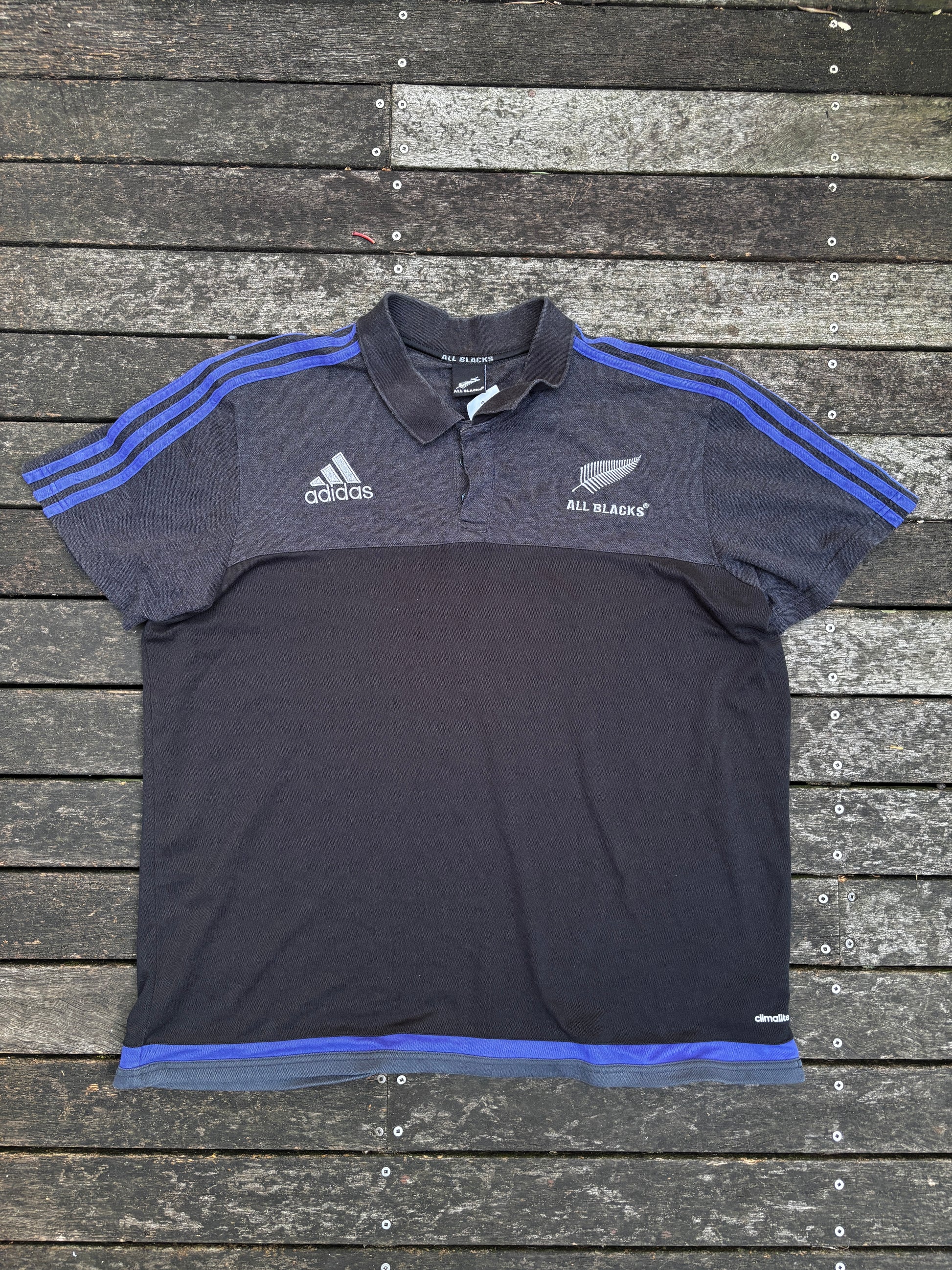 Vintage Adidas All Blacks Rugby Polo Size XL Black