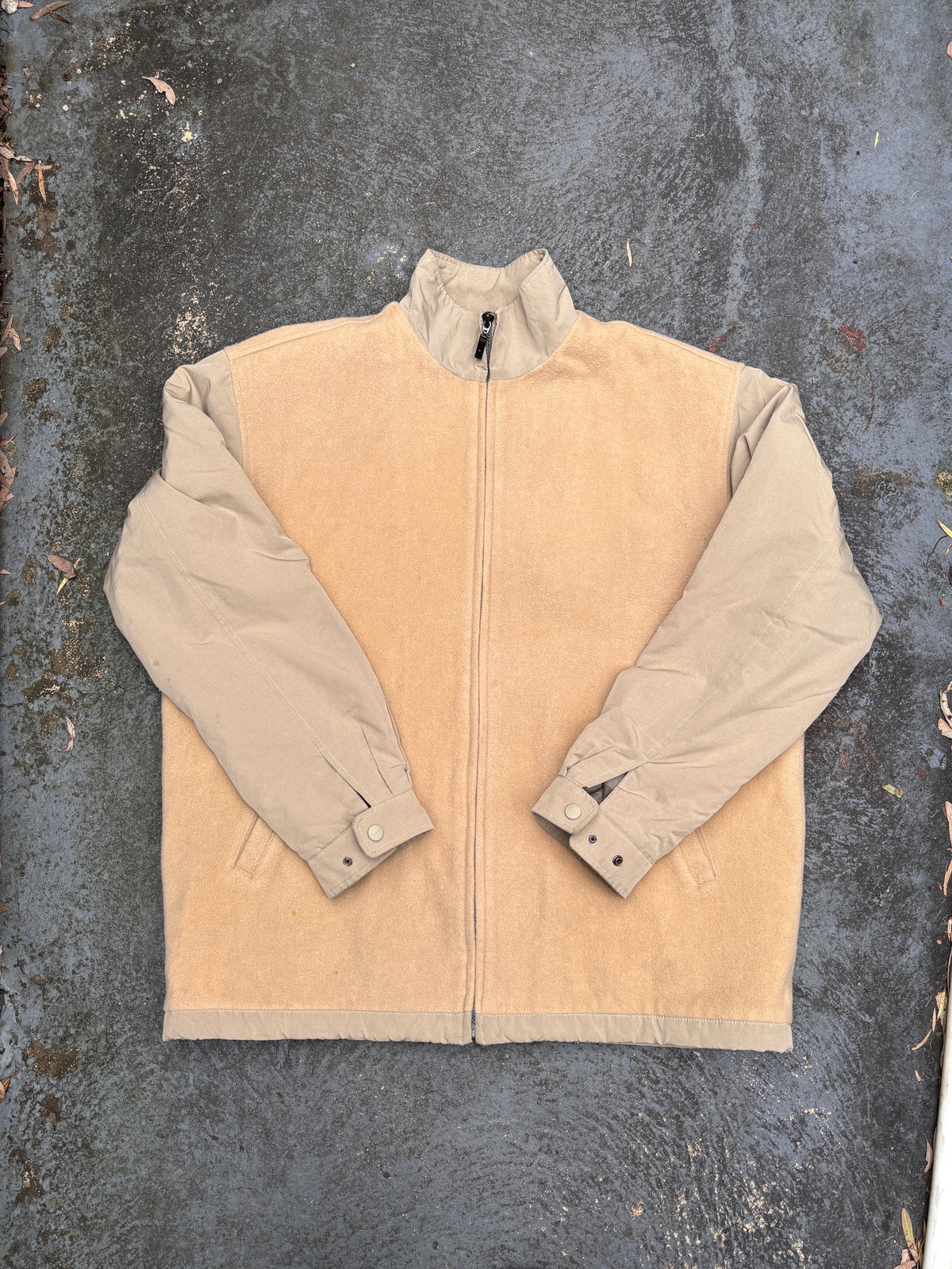 Vintage 90s Nike Golf Jacket Size XL Khaki Tan Textured Body 90s Logo Full Zip