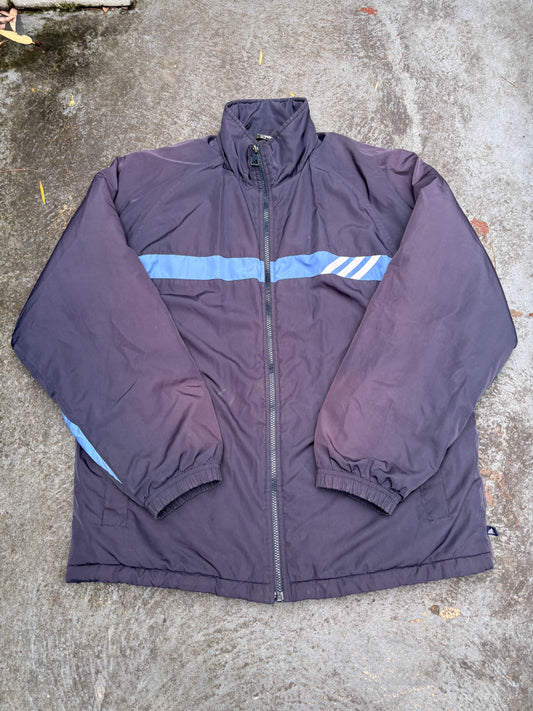 Vintage 90s Adidas Jacket Small Oversized Navy Blue Two Tone Heavier Windbreaker