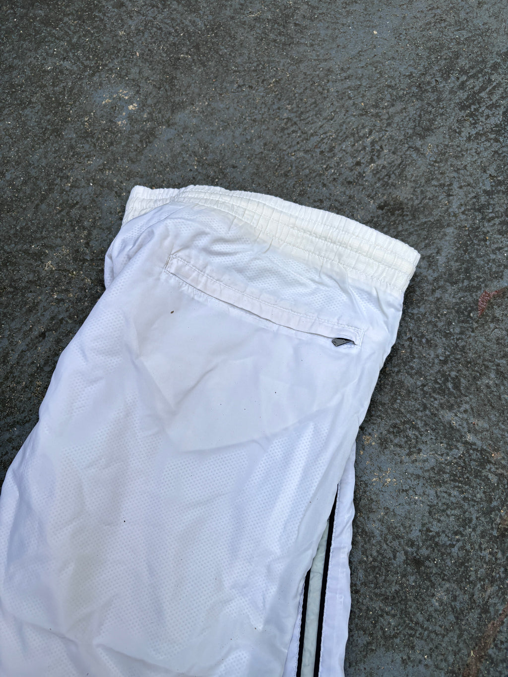 Vintage Y2K Nike Track Pants Size S White Blue Detail Wide Leg Nylon Windbreaker