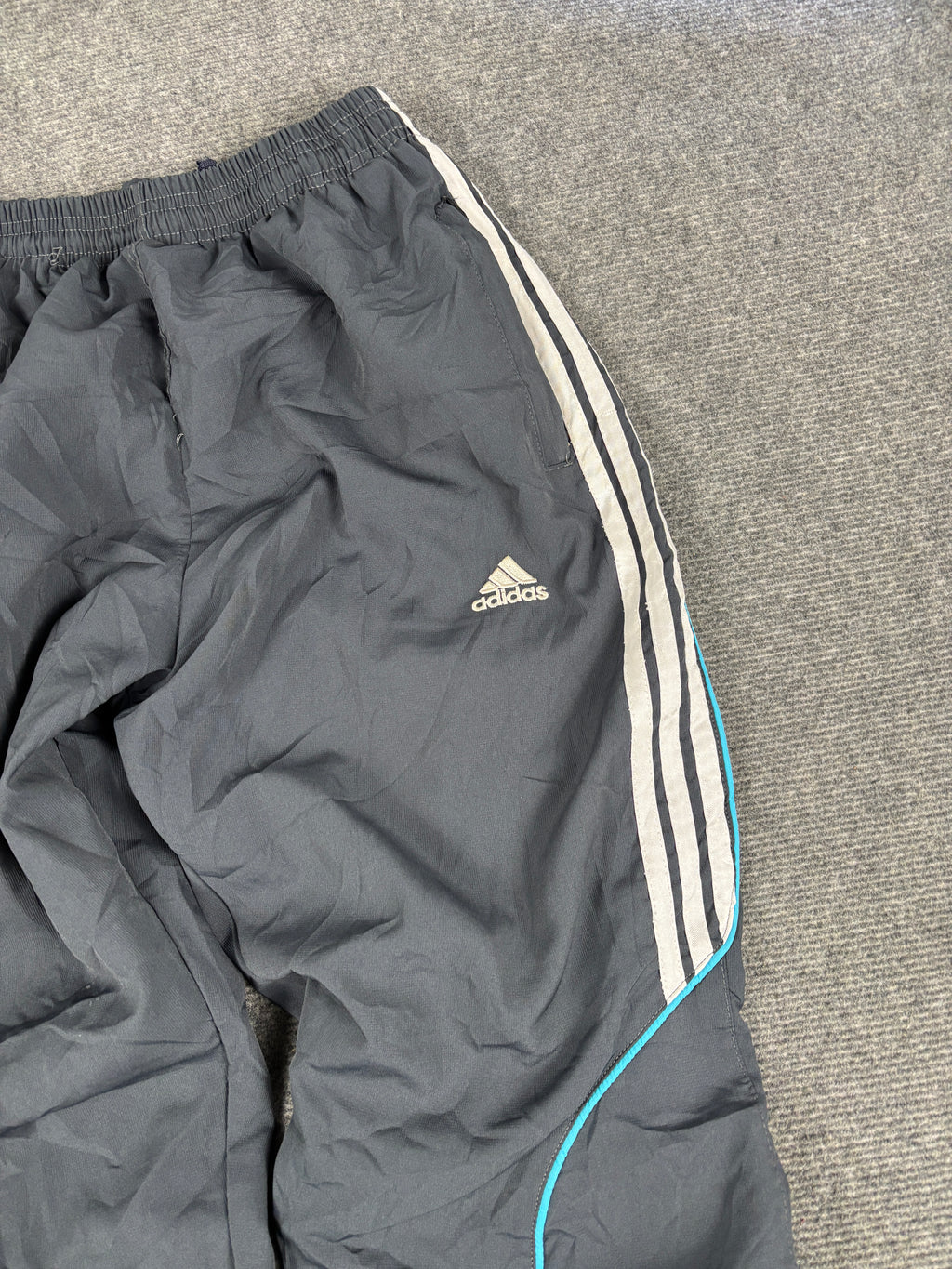 Vintage Adidas F50 Track Pants Men's Small Grey Blue Football Cuffed Joggers