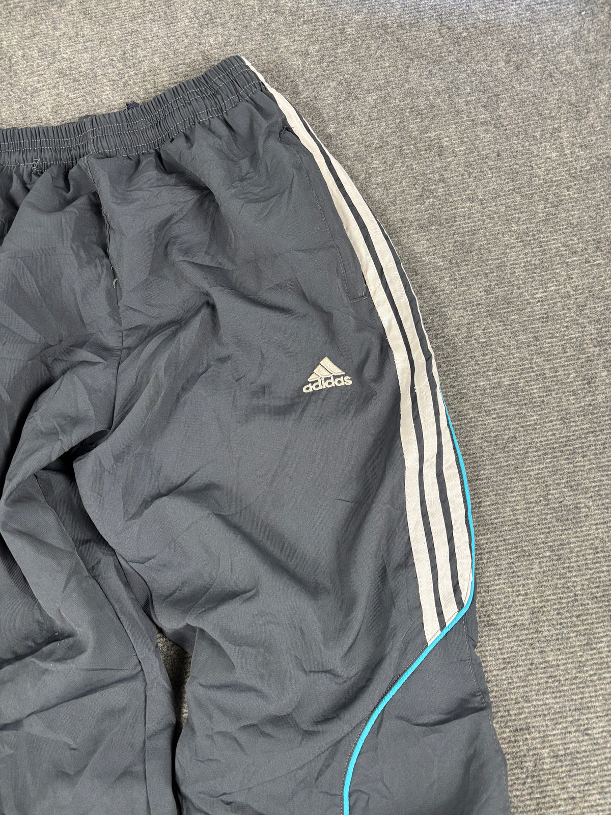 Vintage Adidas F50 Track Pants Men's Small Grey Blue Football Cuffed Joggers