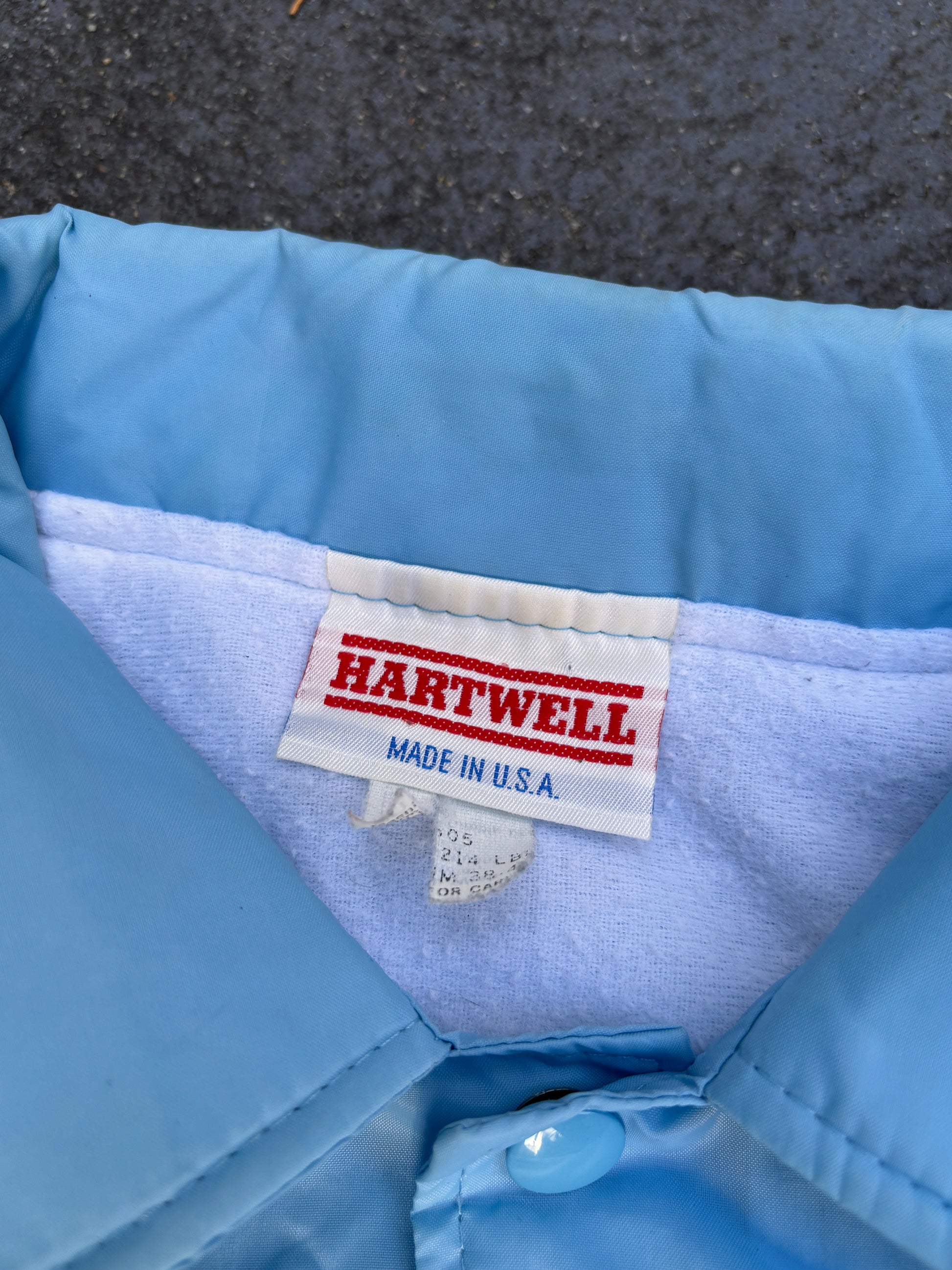 Vintage 80s Hawaii Yacht Club Coaches Jacket Size M Baby Blue Nylon Fleece Lined