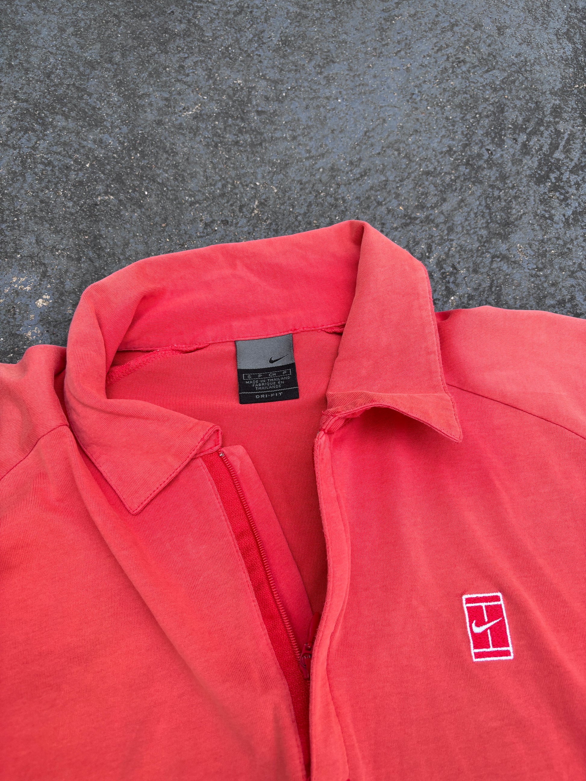 Vintage Y2K Nike Court Polo Men’s S Red w Nike Court Logo 1/4 Zip Stretchy