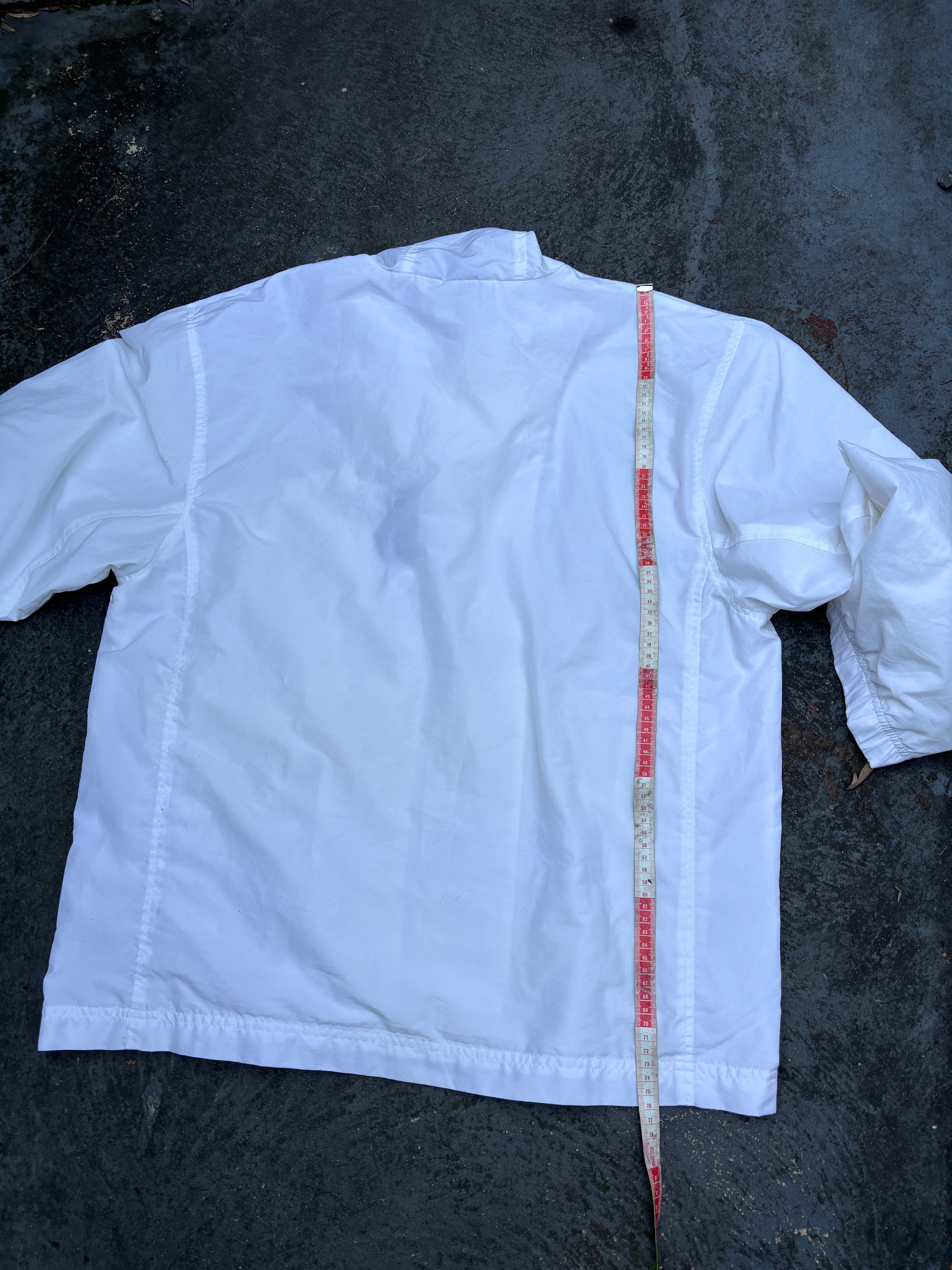 Vintage 90s Nike Jacket Men’s L White Red Swoosh Classic Nylon Windbreaker