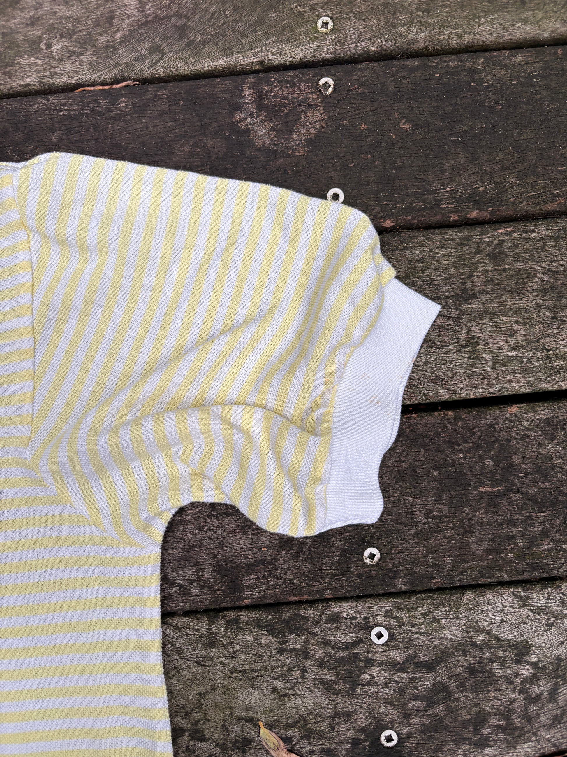 Vintage 80's Ellesse Polo Shirt Size L Yellow Stripe