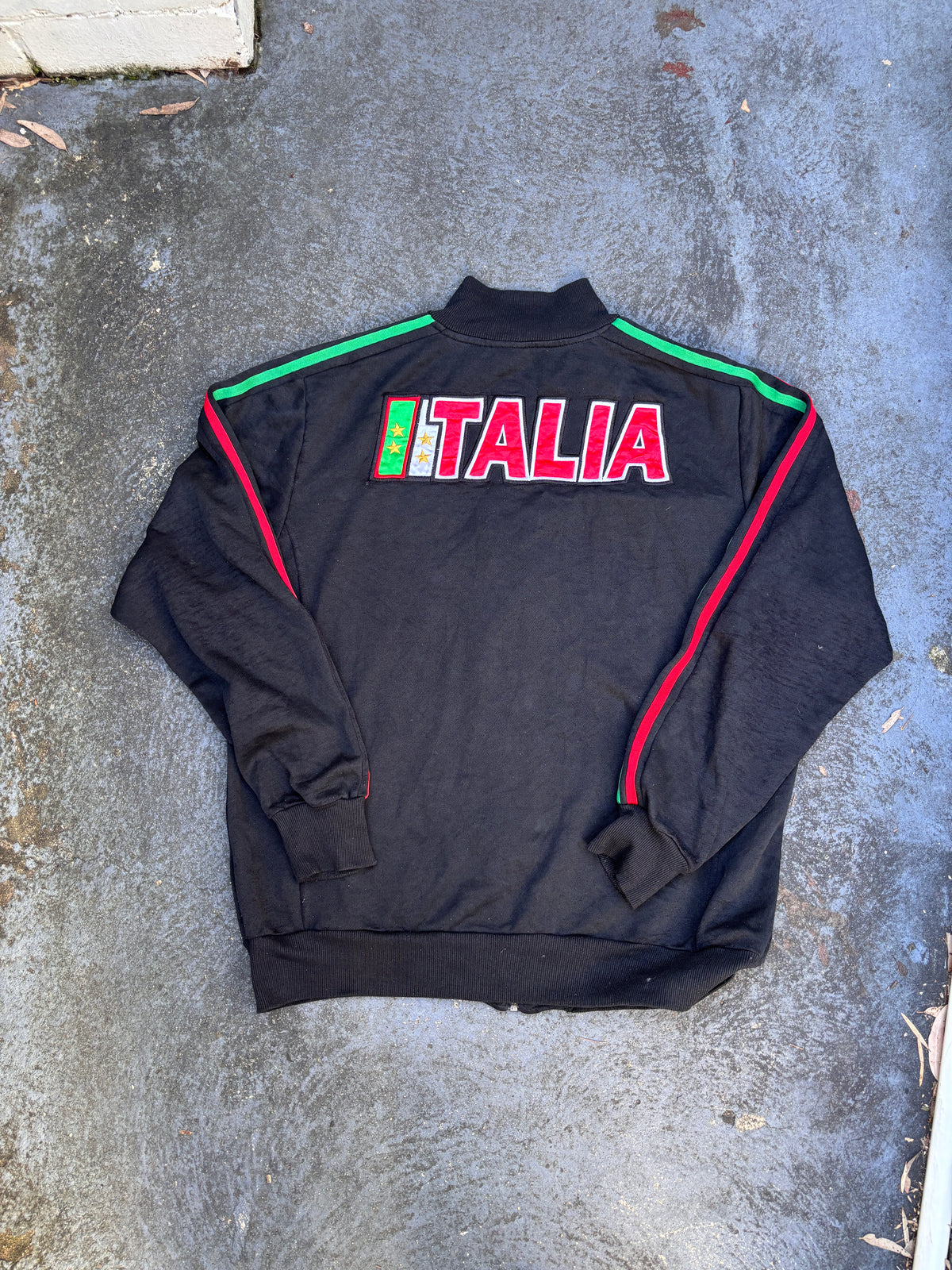 Vintage 90s Kappa Italia Jacket Size XL Black Embroidered Italy Flag Full Zip