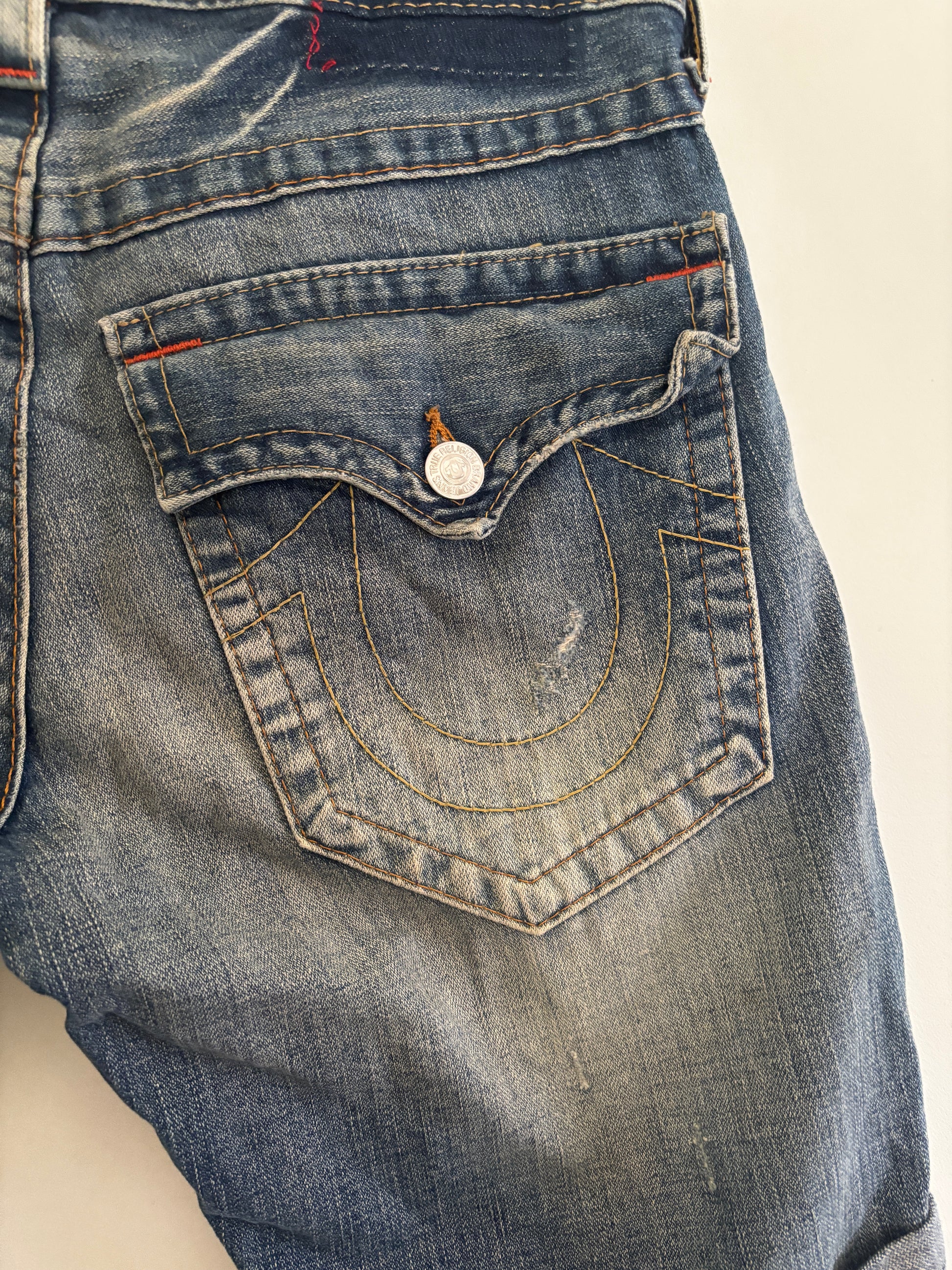 Y2K True Religion Billy Denim Shorts Jorts Size 36