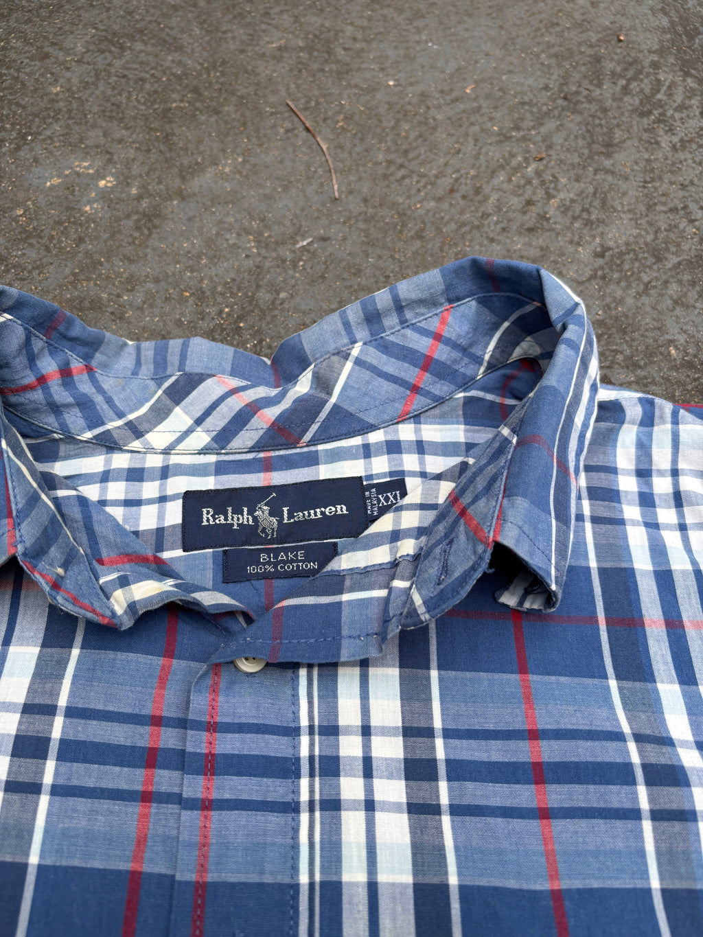 Vintage 90s Ralph Lauren Shirt XXL Blue Red Check Yellow Pony Blake Cotton