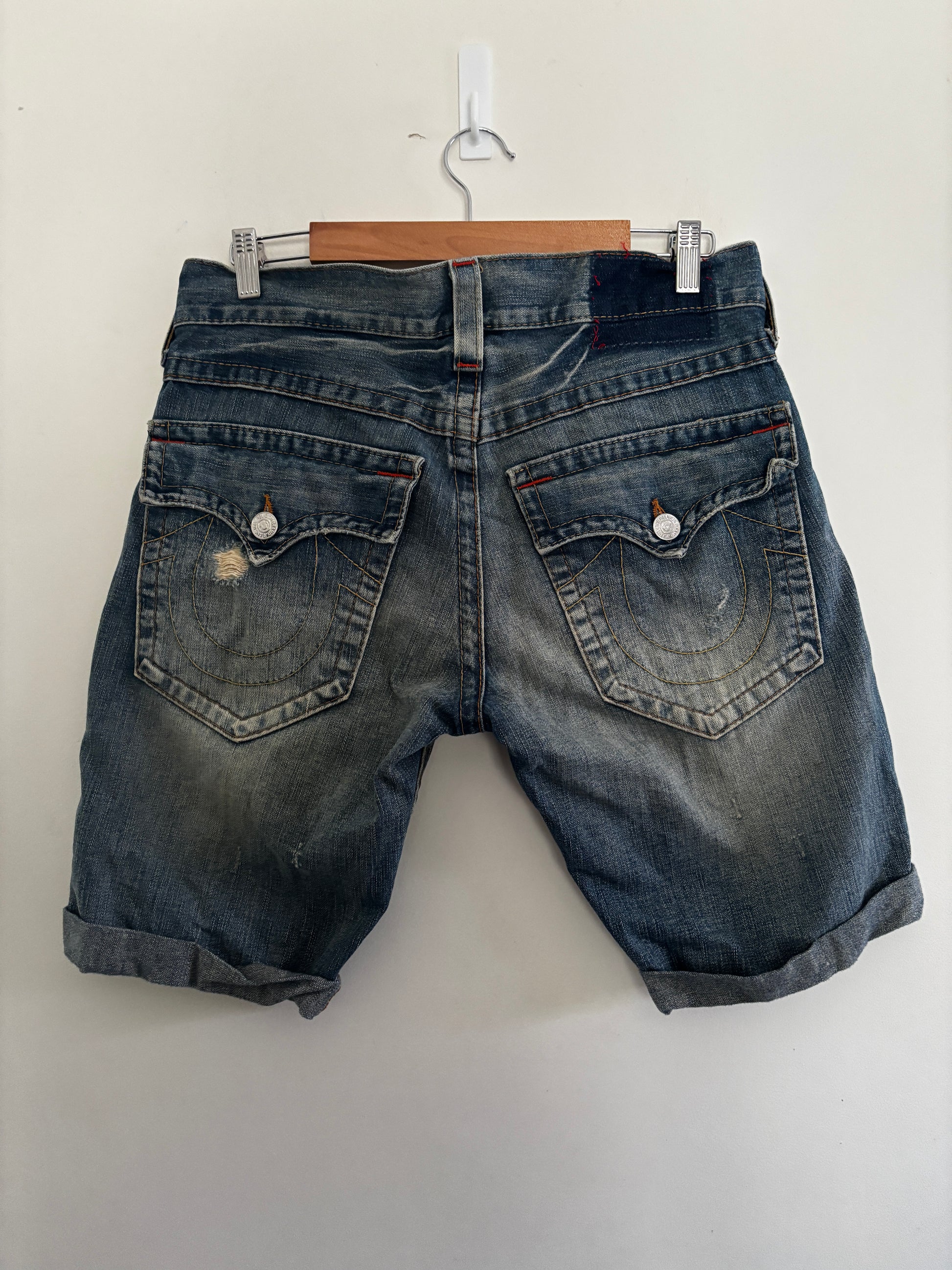 Y2K True Religion Billy Denim Shorts Jorts Size 36