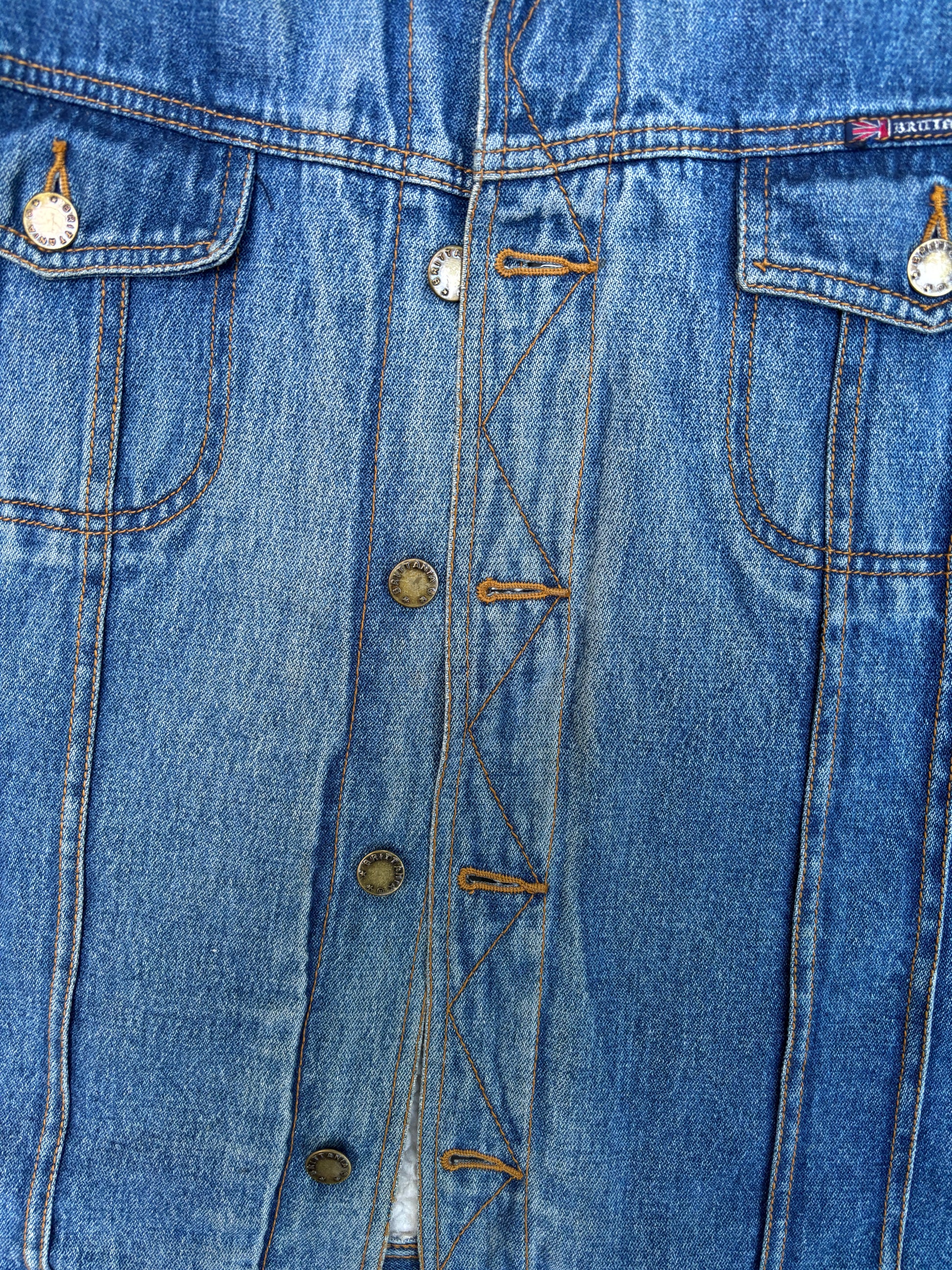 Vintage Brittania Denim Sherpa Vest Size L