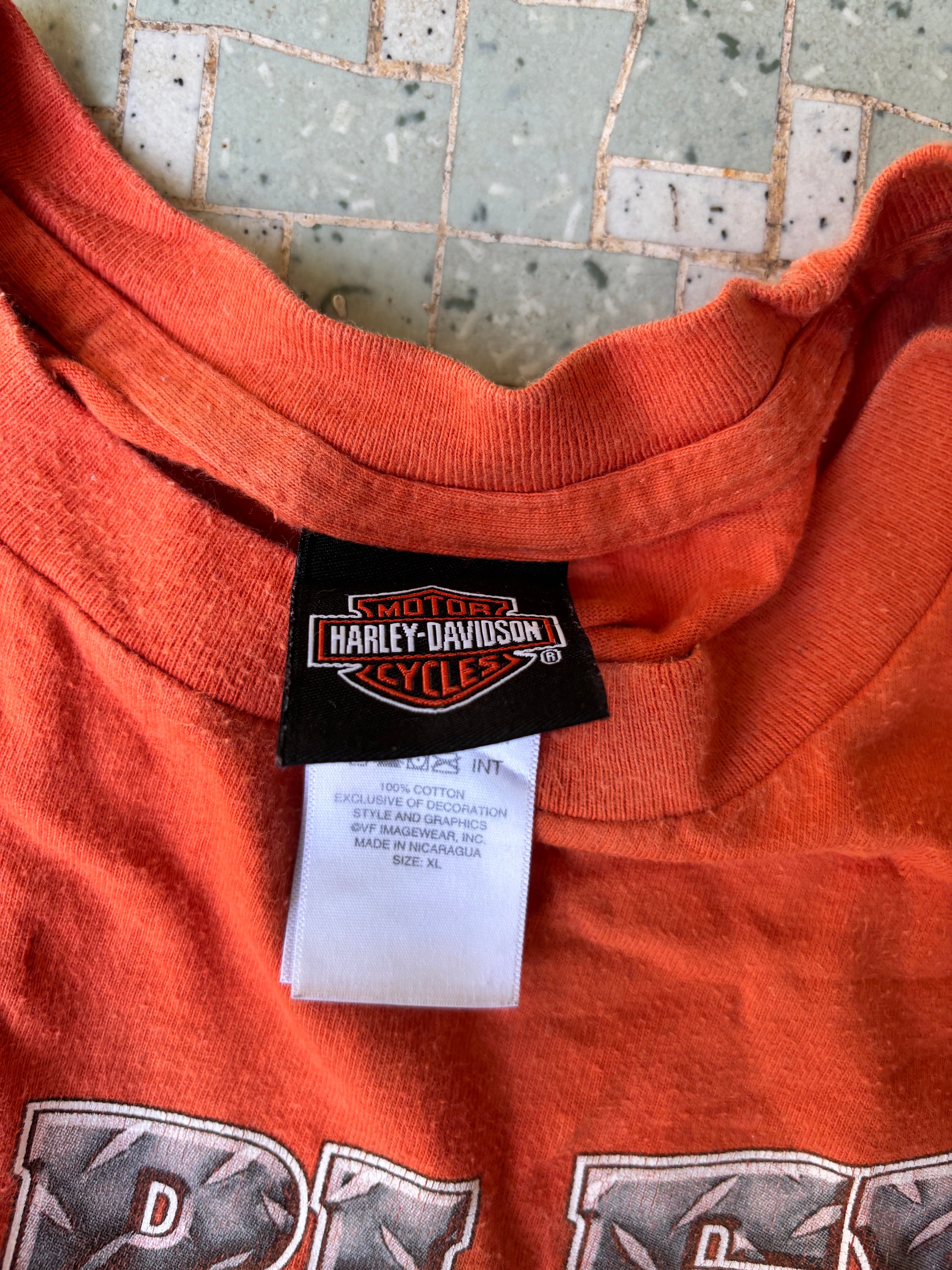 Vintage Harley Davidson T-shirt Size XL Orange Floria