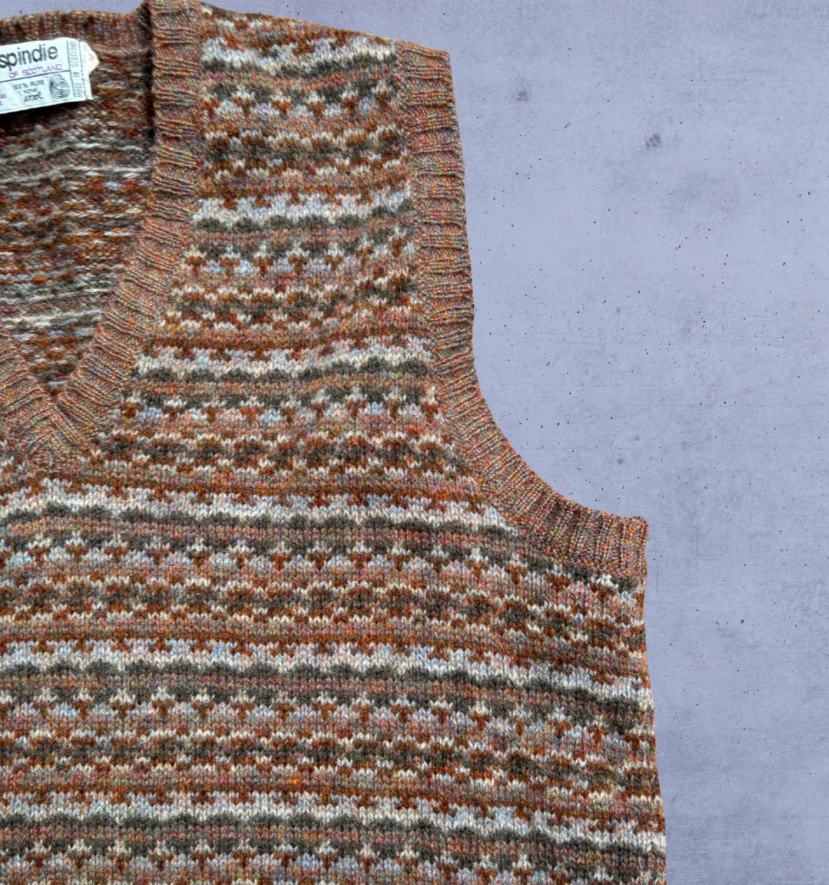 Vintage Kilspindie Wool Vest Men’s M Brown Multi Grandad Style Made in Scotland