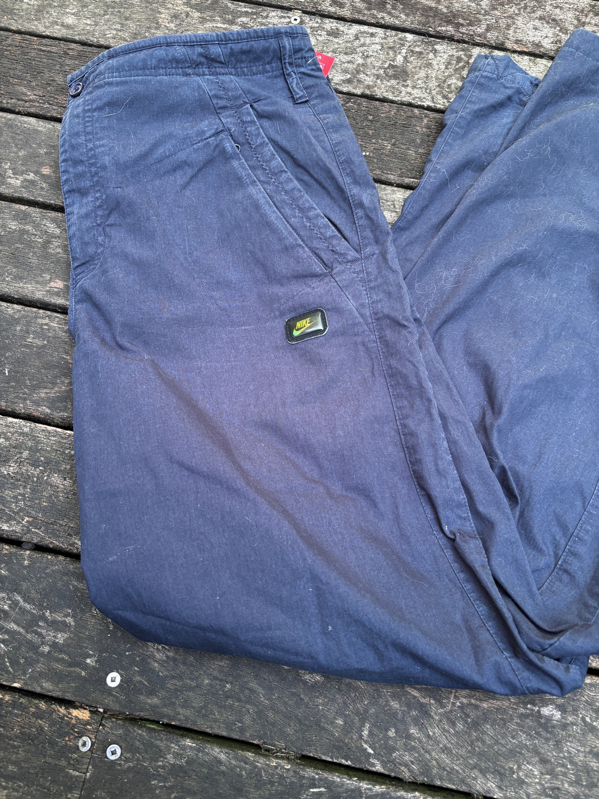 Nike Y2K Chino Pants Size M Navy Vintage Wide Leg