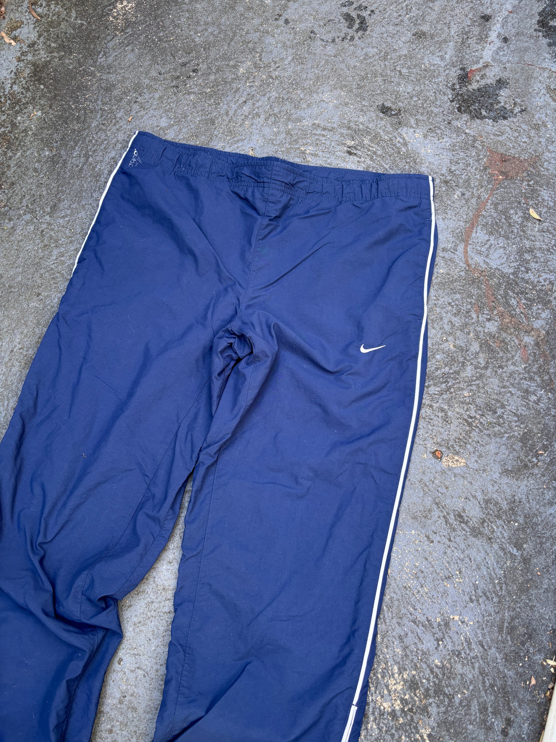 Vintage Y2K Nike Track Pants S Navy White Detail Wide Leg Windbreakers