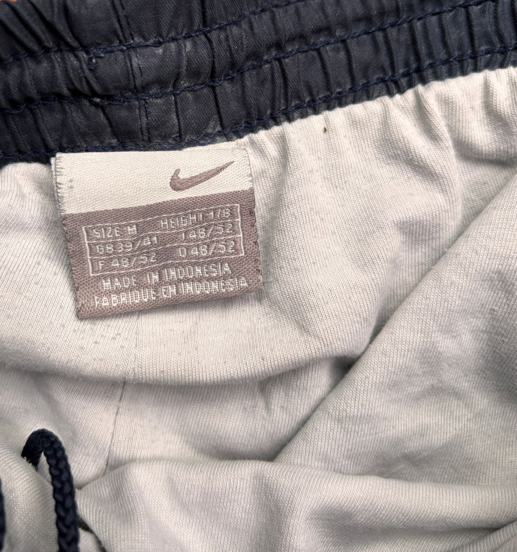 Vintage Y2K Nike Track Pants Size M Navy White Swoosh Classic Wide Leg Ankle Zip