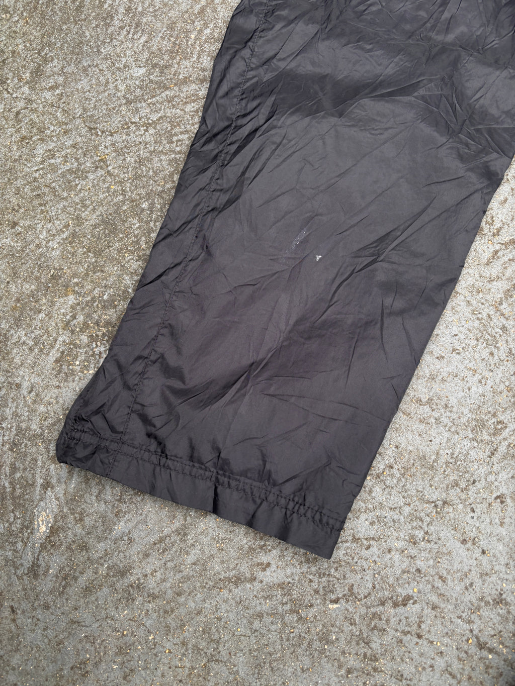 Vintage Y2K Nike Track Pants Size L Black White Ankle Swoosh Nylon Windbreakers