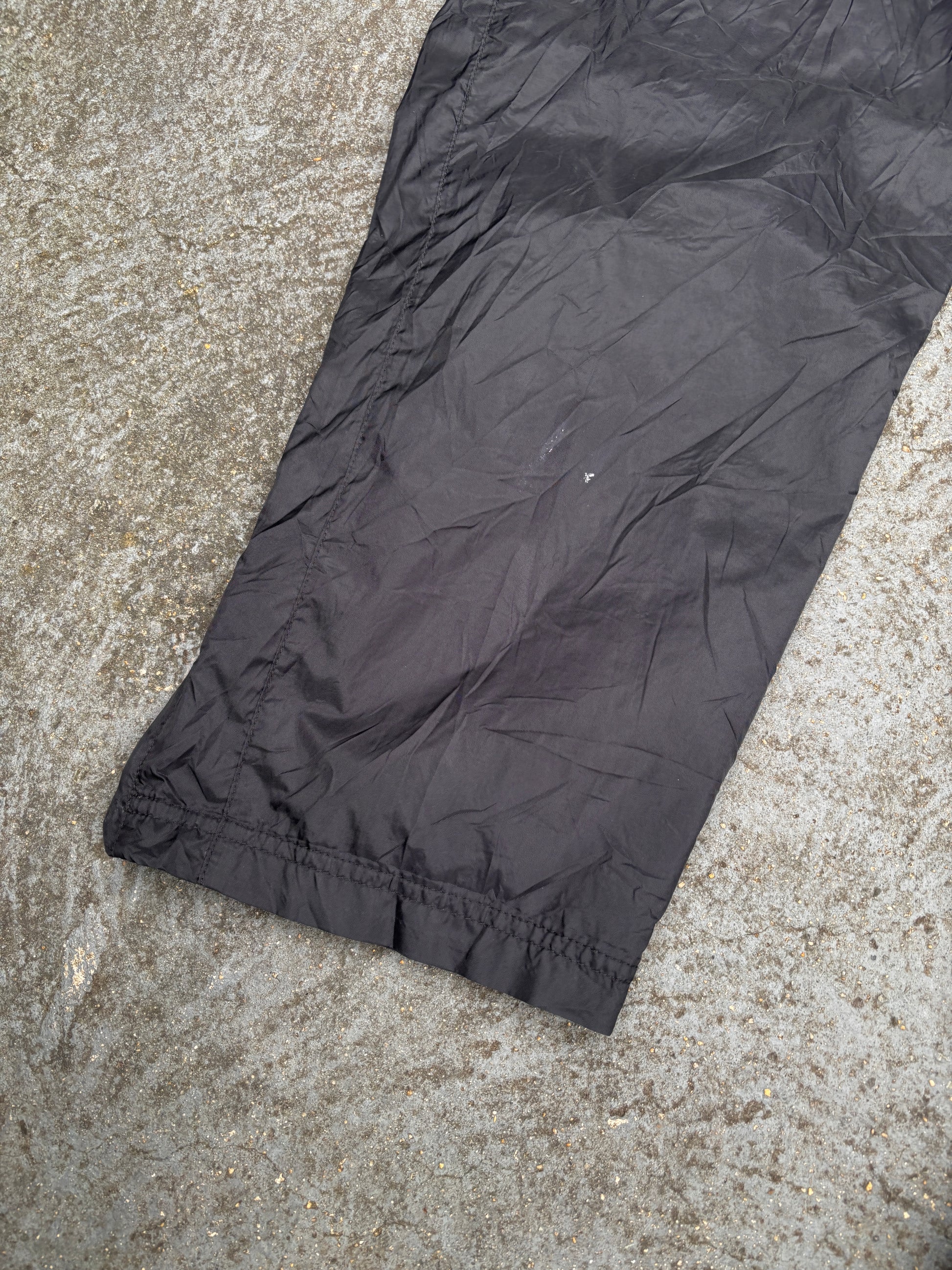 Vintage Y2K Nike Track Pants Size L Black White Ankle Swoosh Nylon Windbreakers
