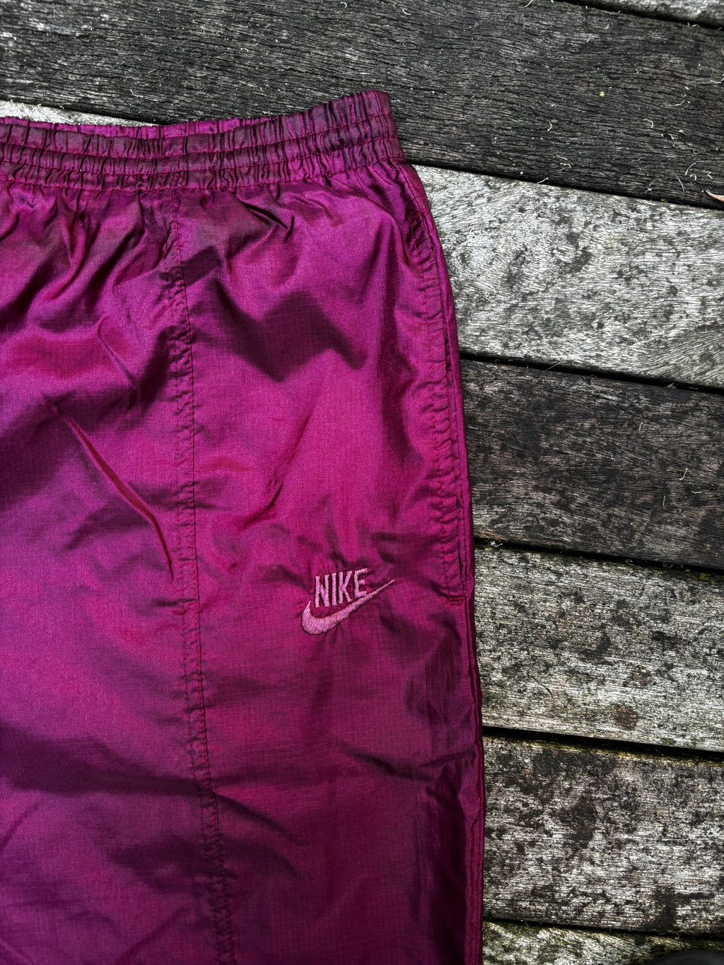 Vintage Nike Track Pants Size L Burgundy Nylon Windbreakers