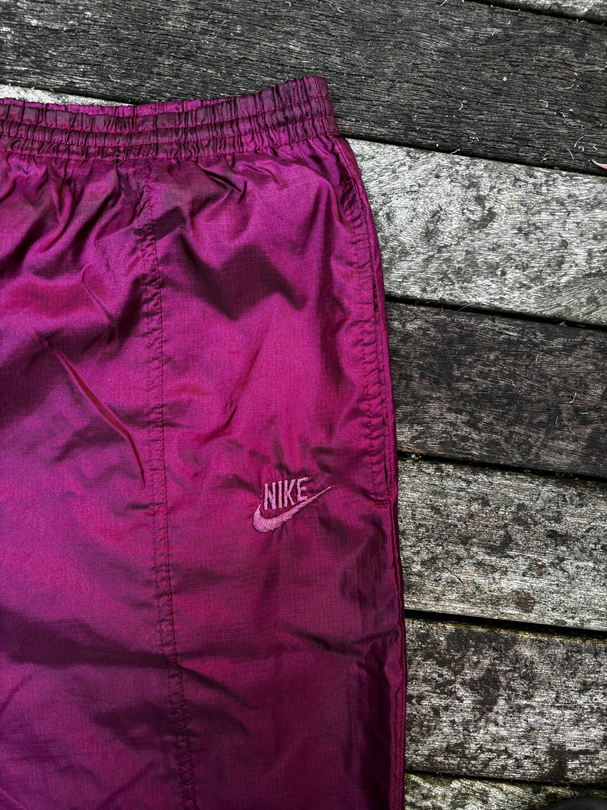 Vintage Nike Track Pants Size L Burgundy Nylon Windbreakers
