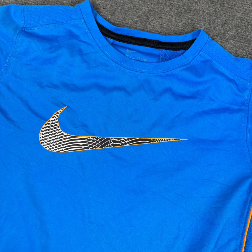 Nike Dri-Fit Running T-shirt Men's Small Blue Big Swoosh activewear