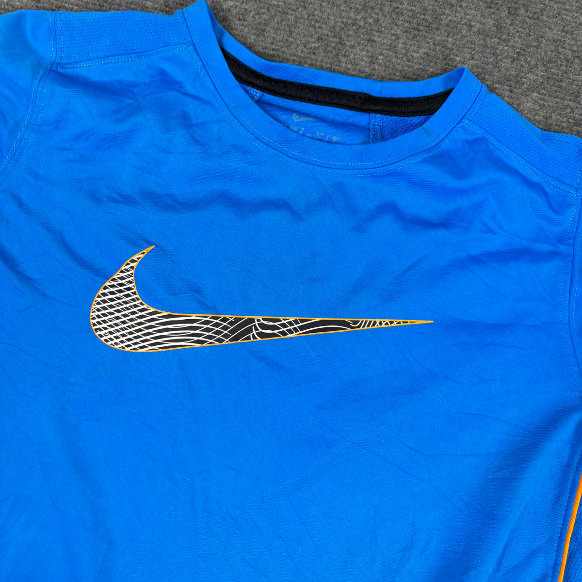 Nike Dri-Fit Running T-shirt Men's Small Blue Big Swoosh activewear