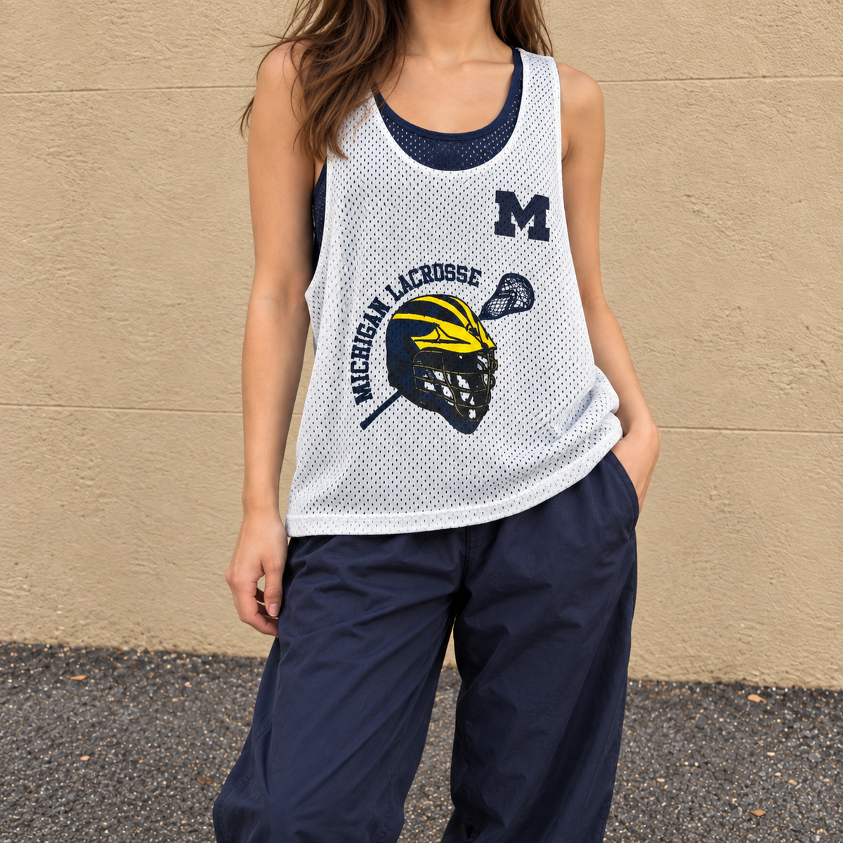 Vintage Lacrosse Reversible Jersey Women's M White Blue Mesh Activewear