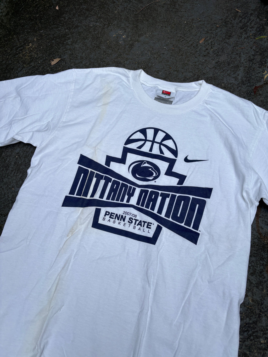 Vintage Y2K Nike Penn State Basketball T-shirt Sz S White Graphic Print College