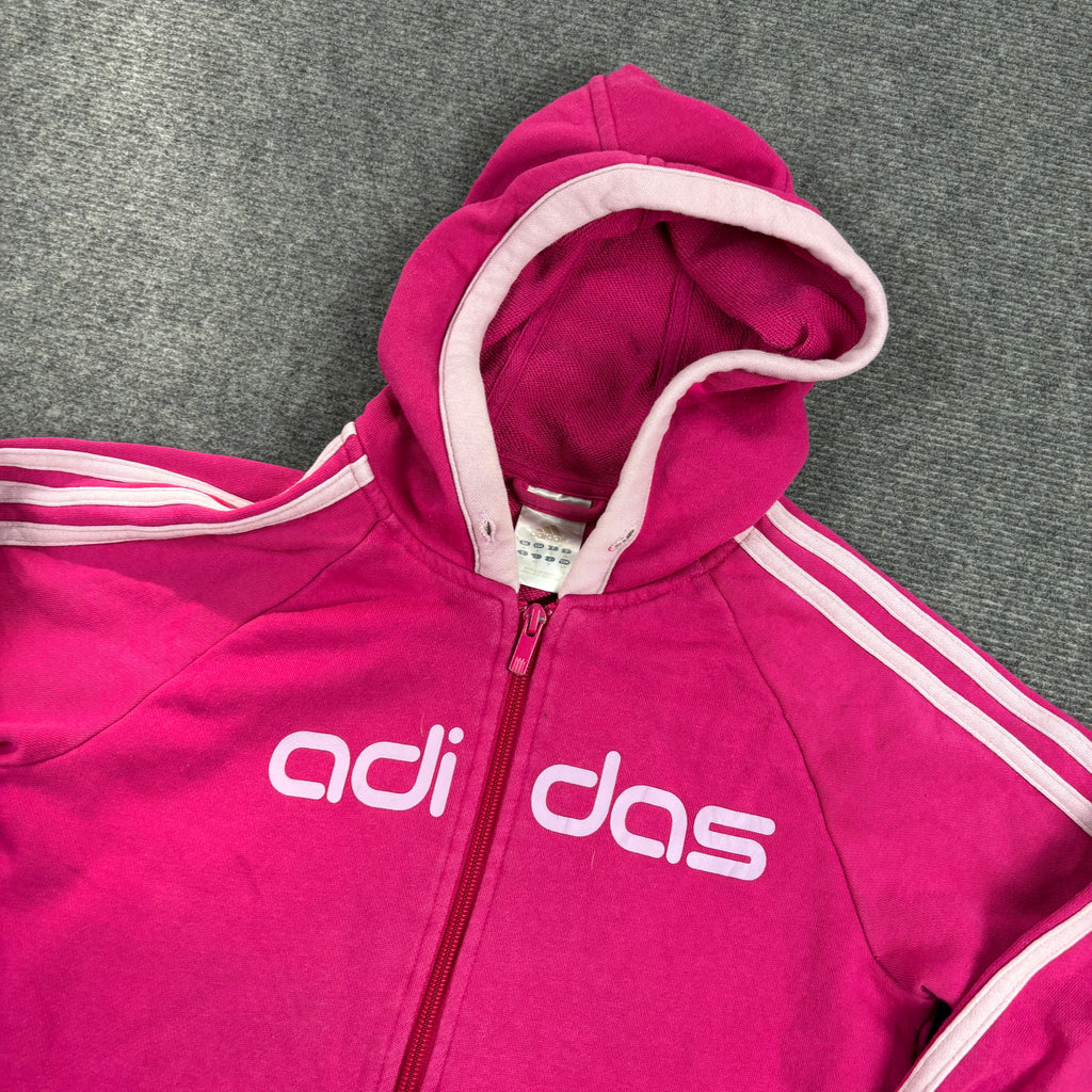 Vintage y2k Adidas Hoodie Women's XS Pink Activewear Spell Out Logo
