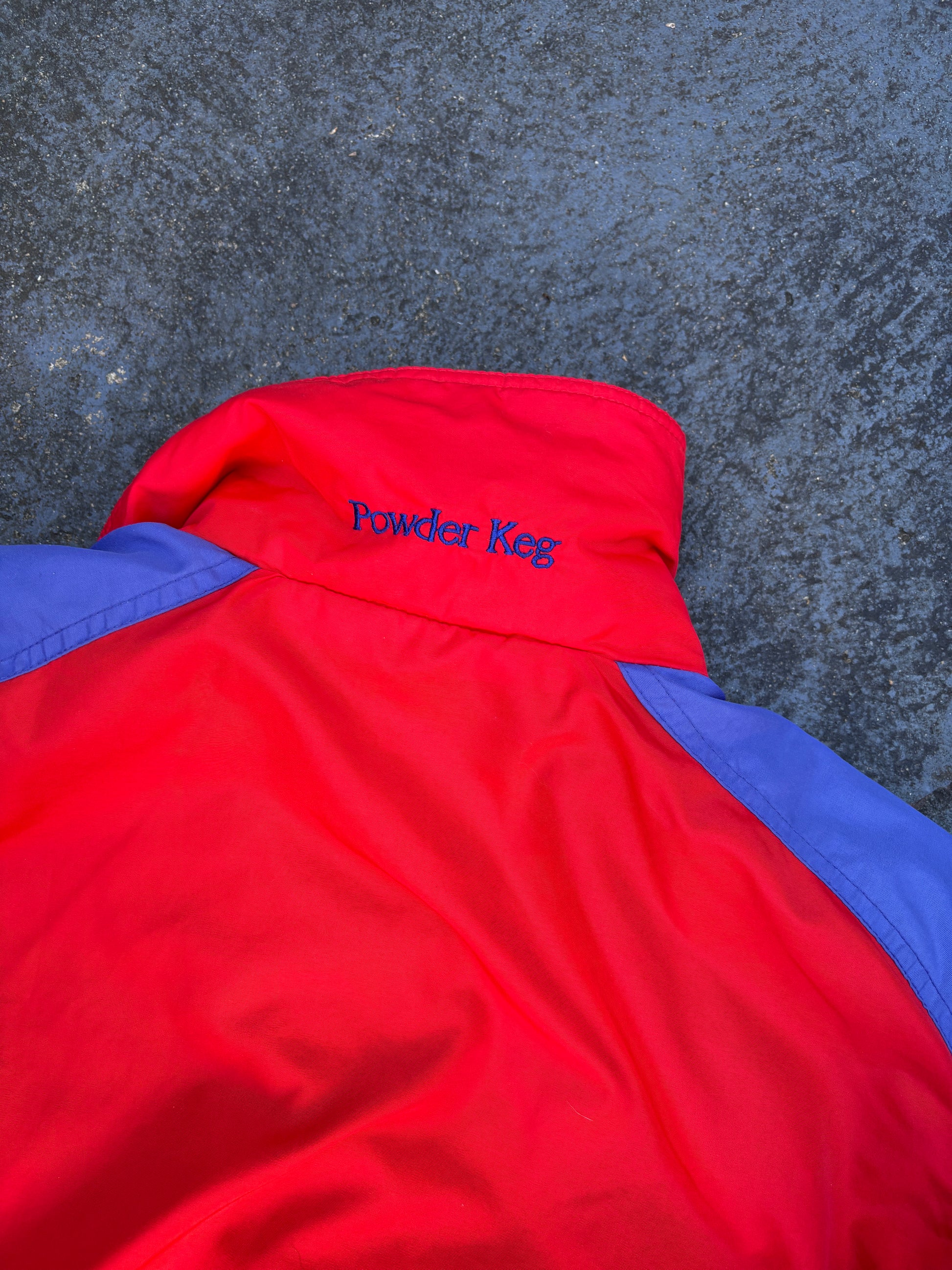 Vintage 90s Columbia Powder Keg Jacket Size M Red Green Nylon Windbreaker Zip