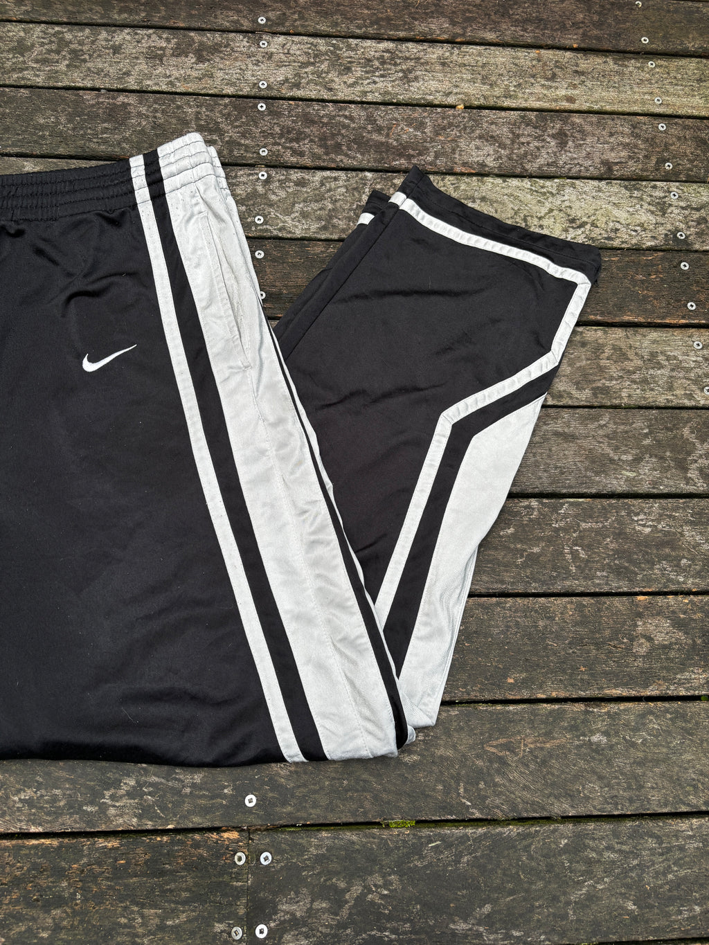 Nike Y2K Track Pants Size XL White, Grey Black Wide Leg