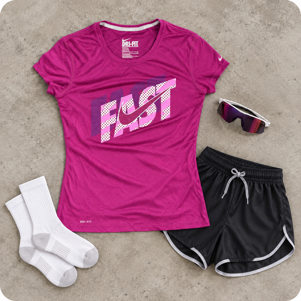 Nike Fast Dri-FIt Running T-shirt Women's XS Purple Petite Activewear Top
