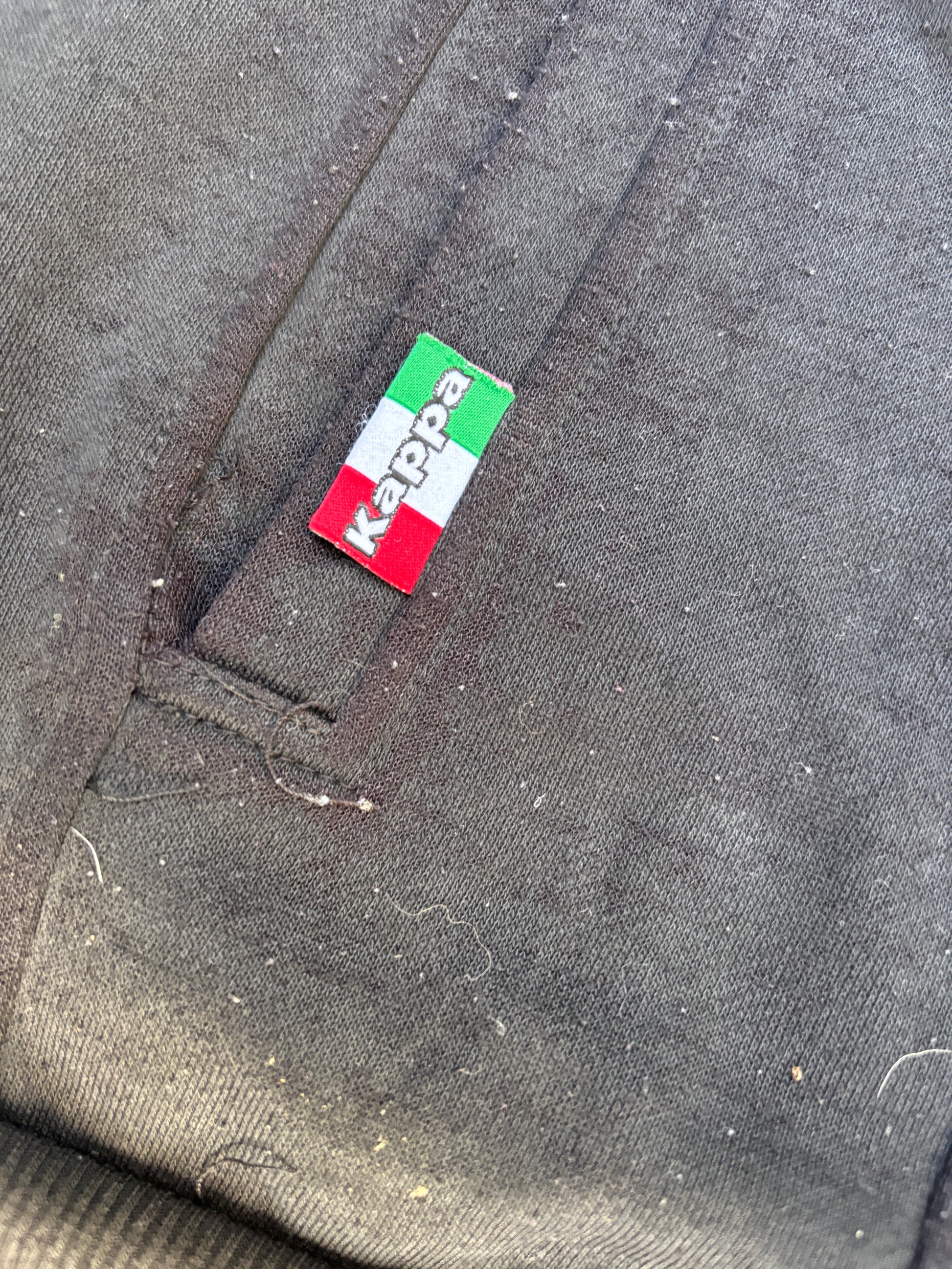 Vintage 90s Kappa Italia Jacket Size XL Black Embroidered Italy Flag Full Zip
