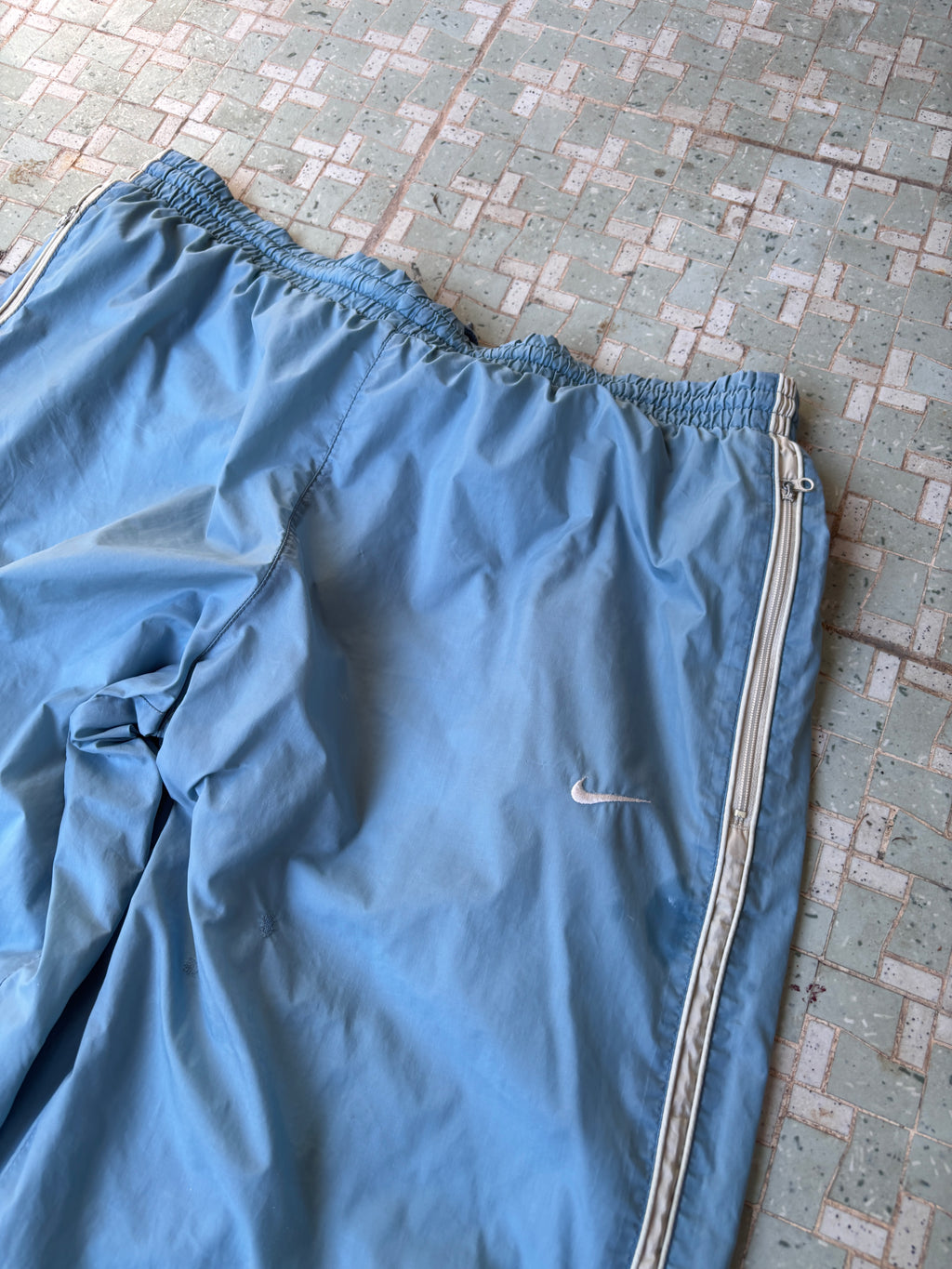 Y2K Nike Nylon Track Pants Size L Blue Green