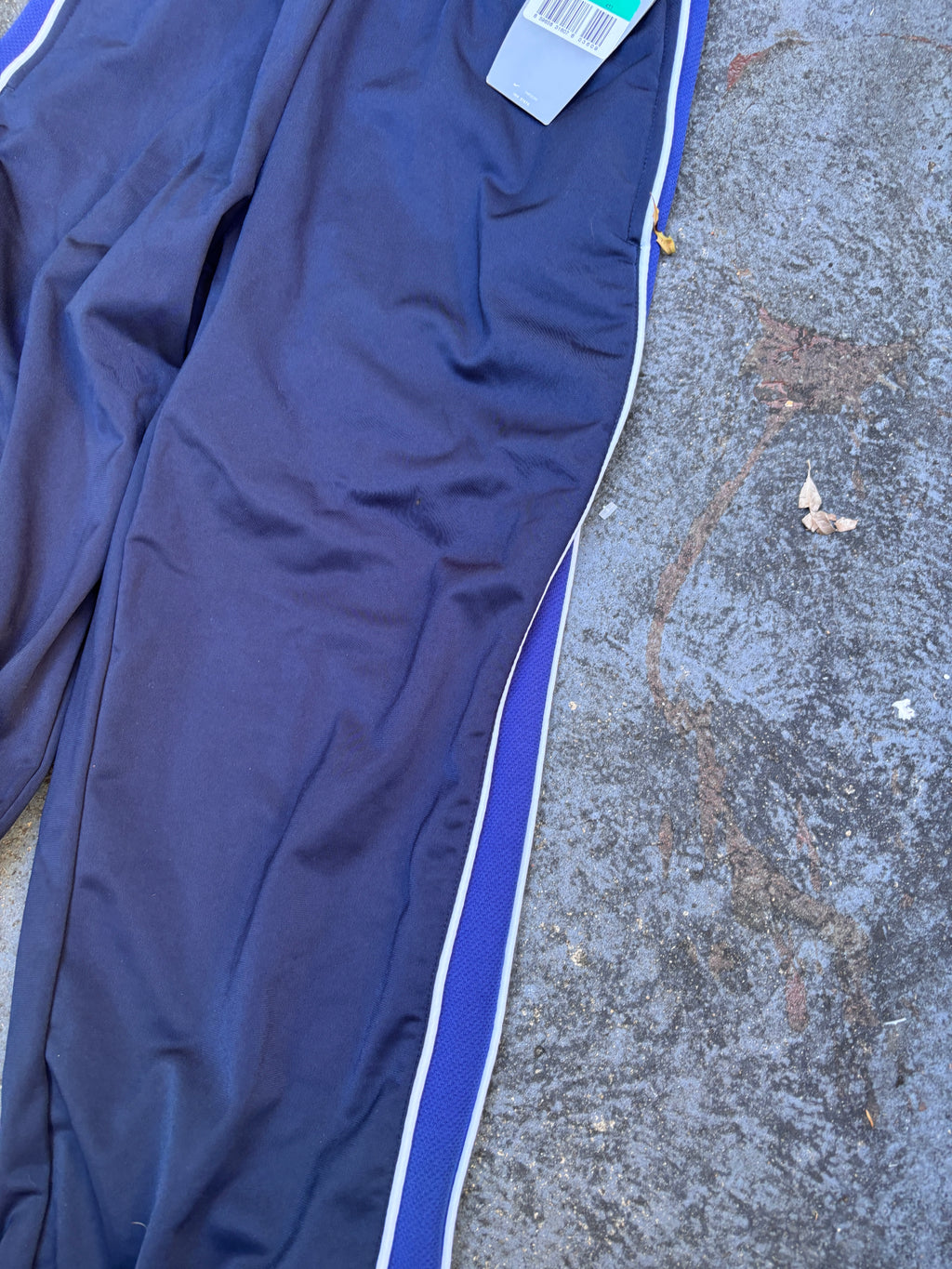 NWT Vintage Y2K Nike Track Pants S Blue Navy Two Tone Satin Finish Windbreaker