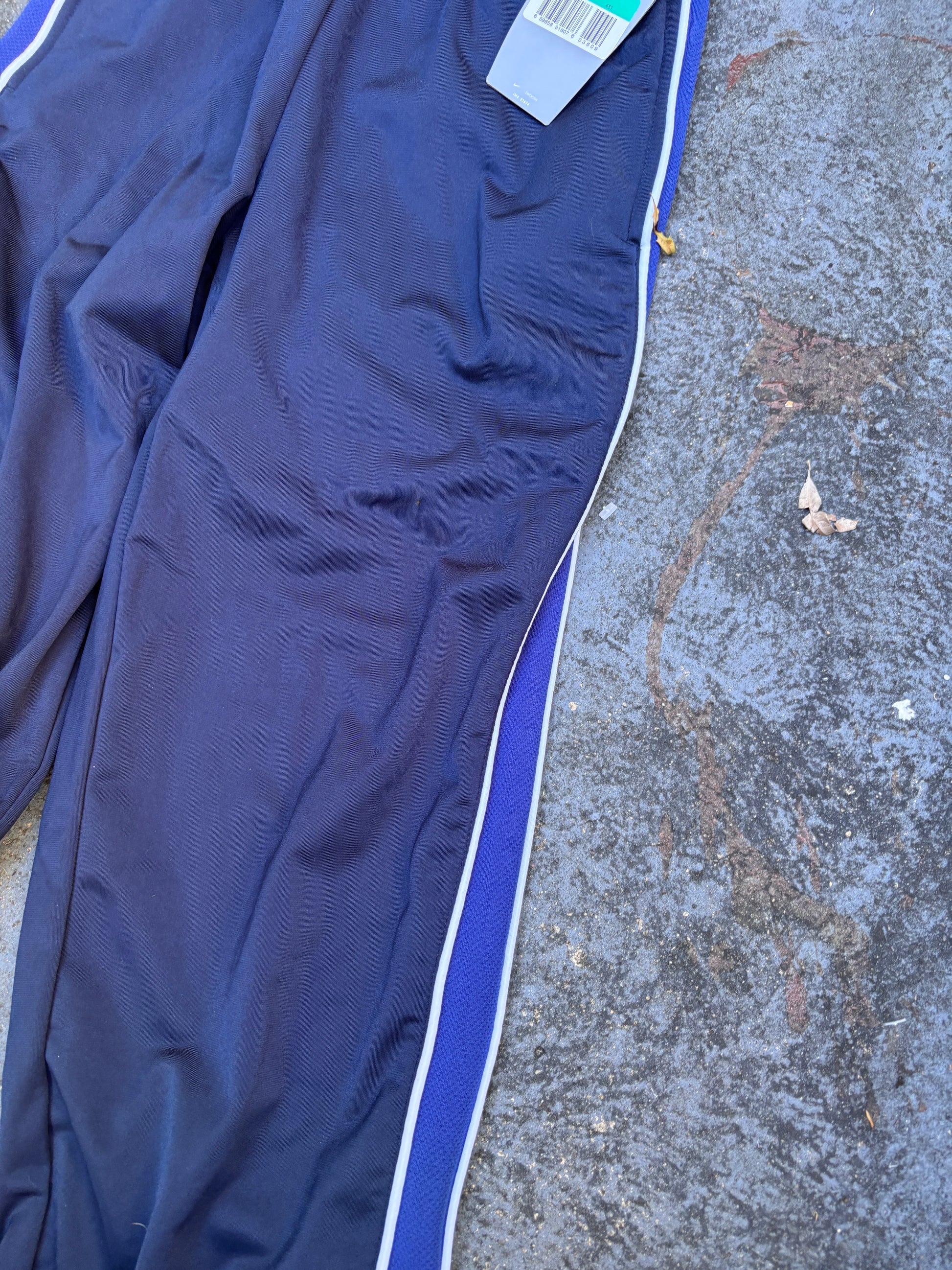 NWT Vintage Y2K Nike Track Pants S Blue Navy Two Tone Satin Finish Windbreaker