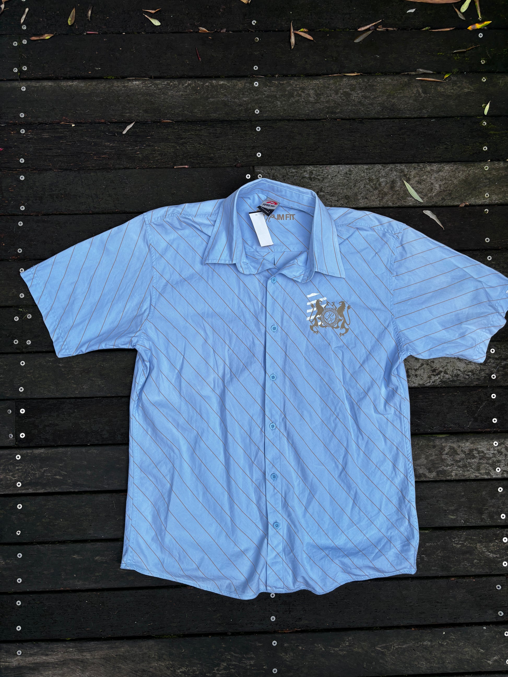 Vintage Piping Hot Shirt Size L Blue