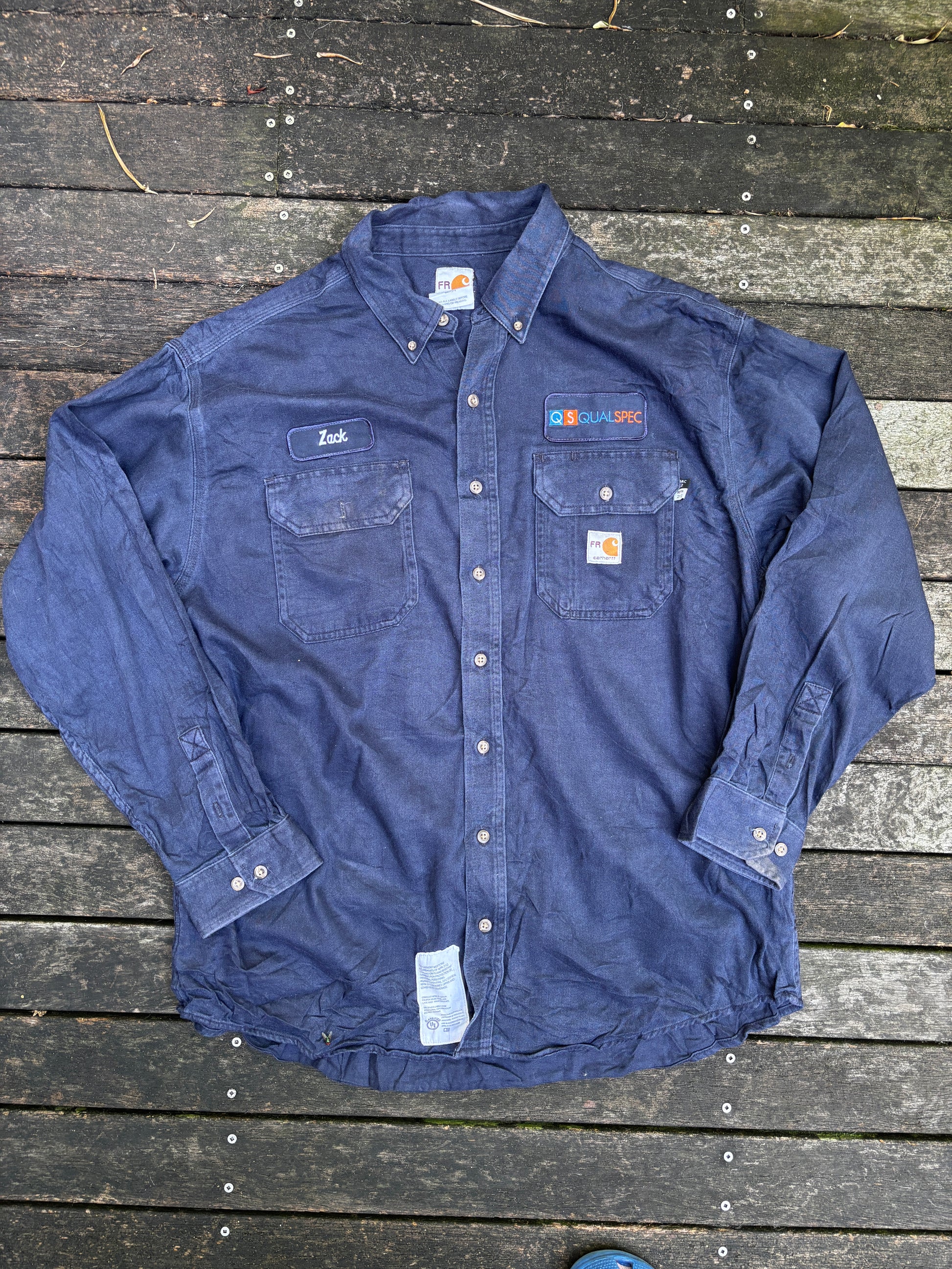 Carhartt FR Workwear Shirt Size XL Dark Blue