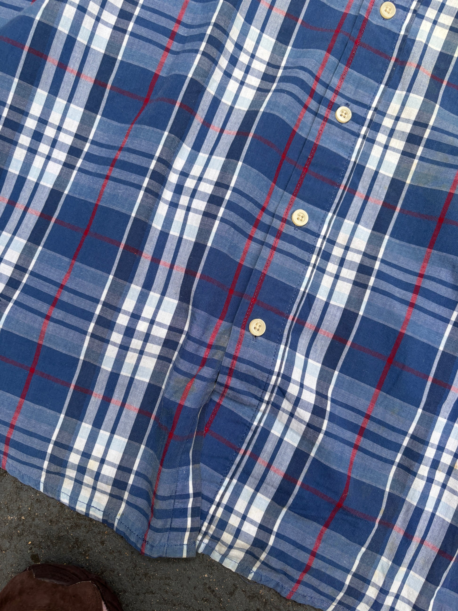 Vintage 90s Ralph Lauren Shirt XXL Blue Red Check Yellow Pony Blake Cotton