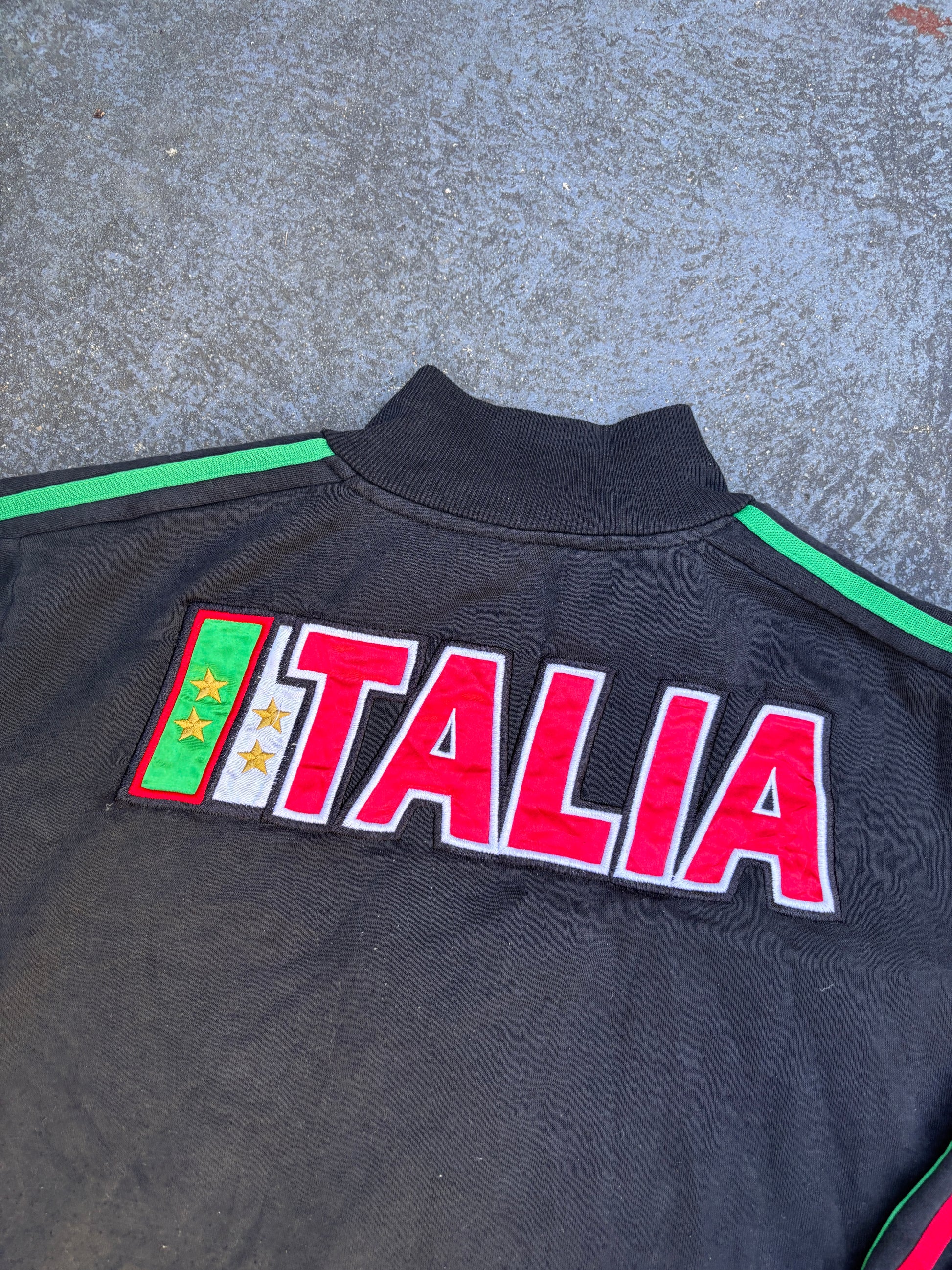 Vintage 90s Kappa Italia Jacket Size XL Black Embroidered Italy Flag Full Zip