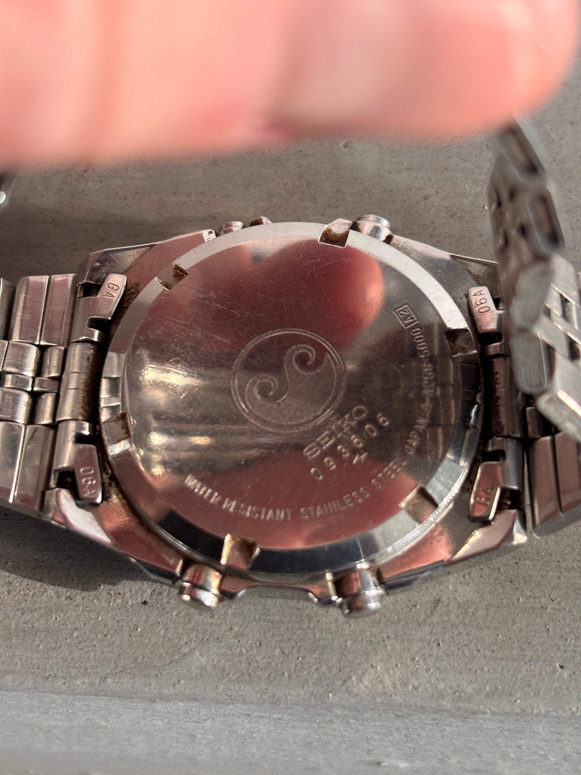 1980's Seiko Silver Wave Chronograph Alarm Watch New Battery A-258-5000