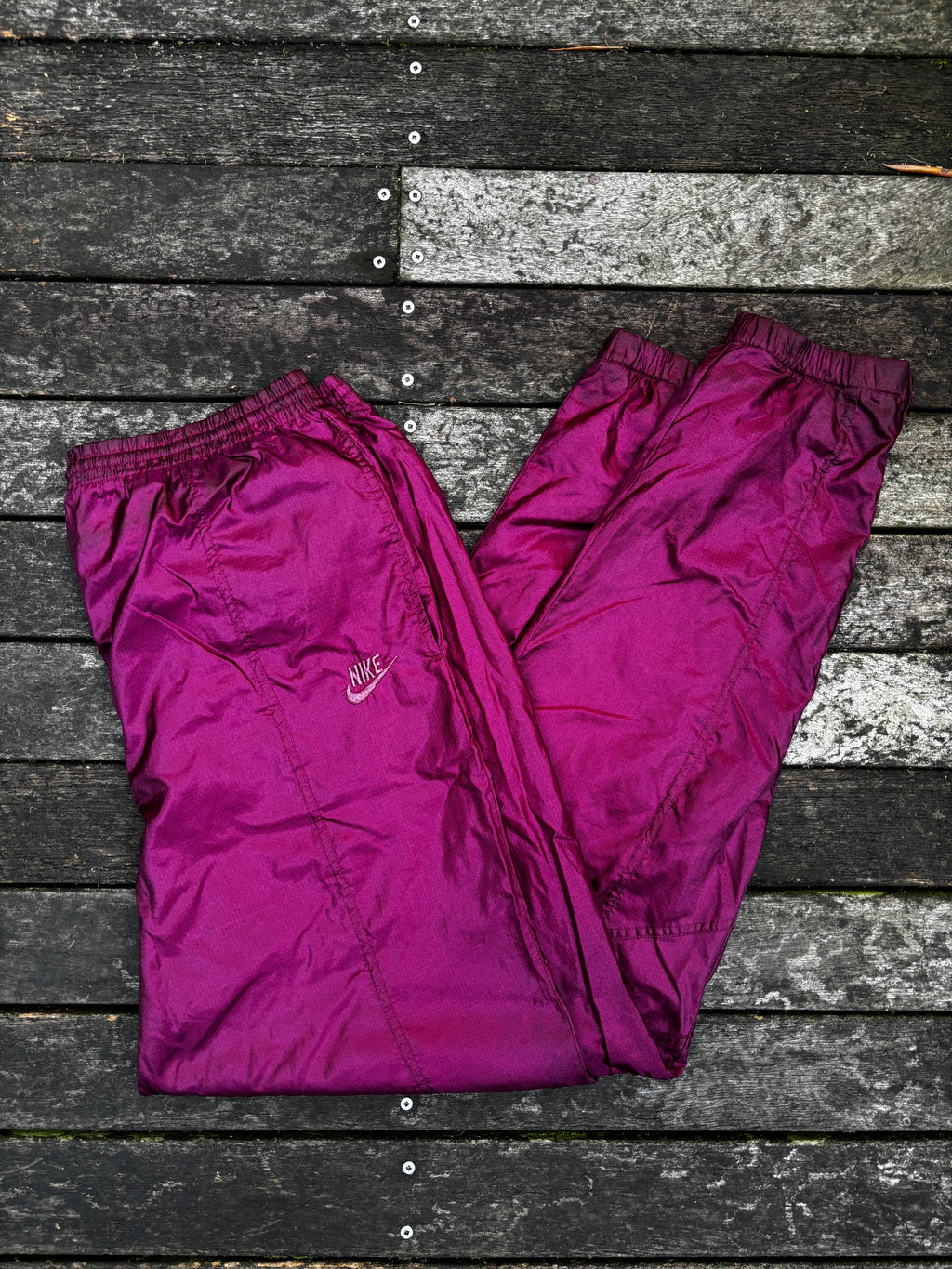 Vintage Nike Track Pants Size L Burgundy Nylon Windbreakers